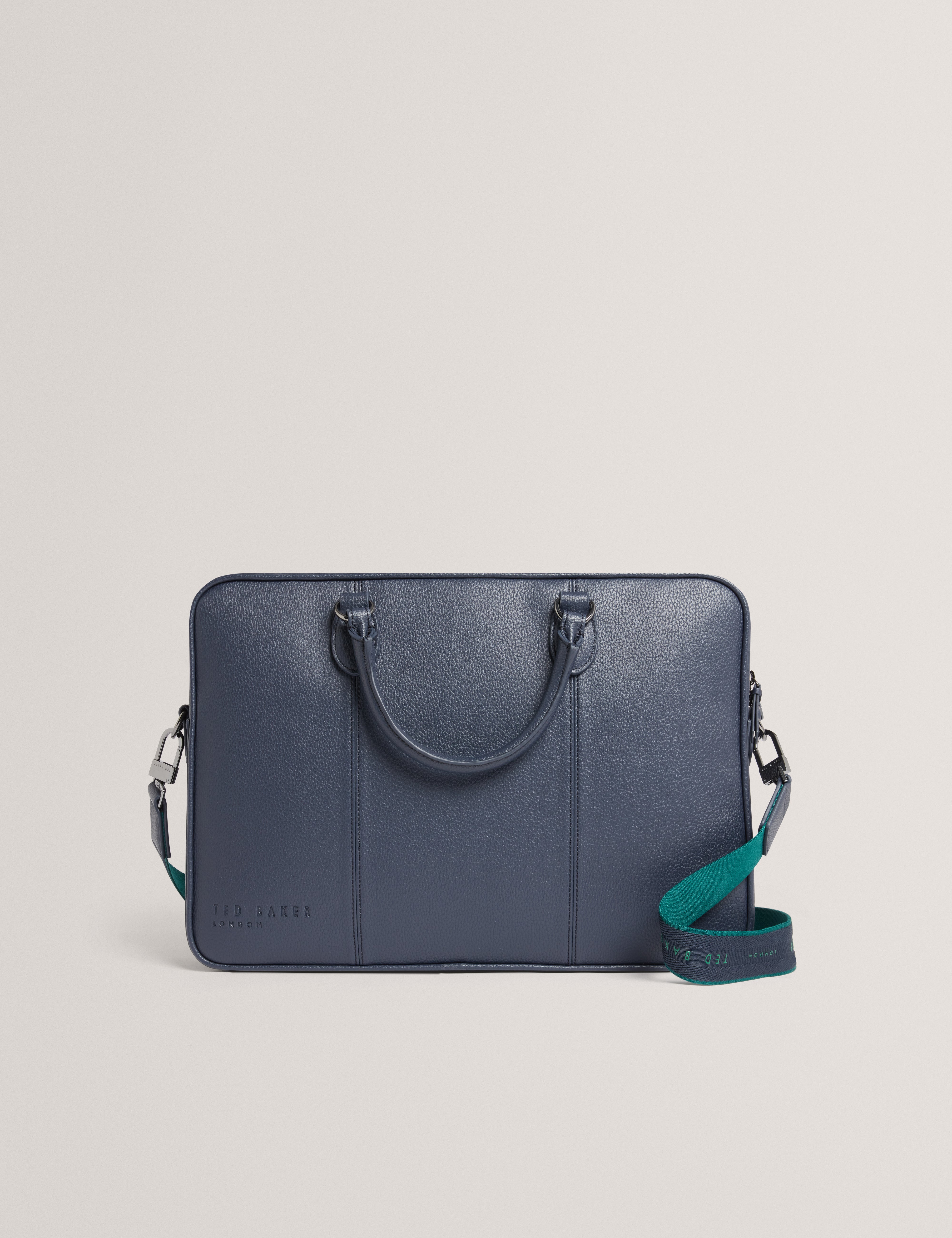 Ted Baker Kaden Navy Pu Leather Branded Webbing Laptop Bag