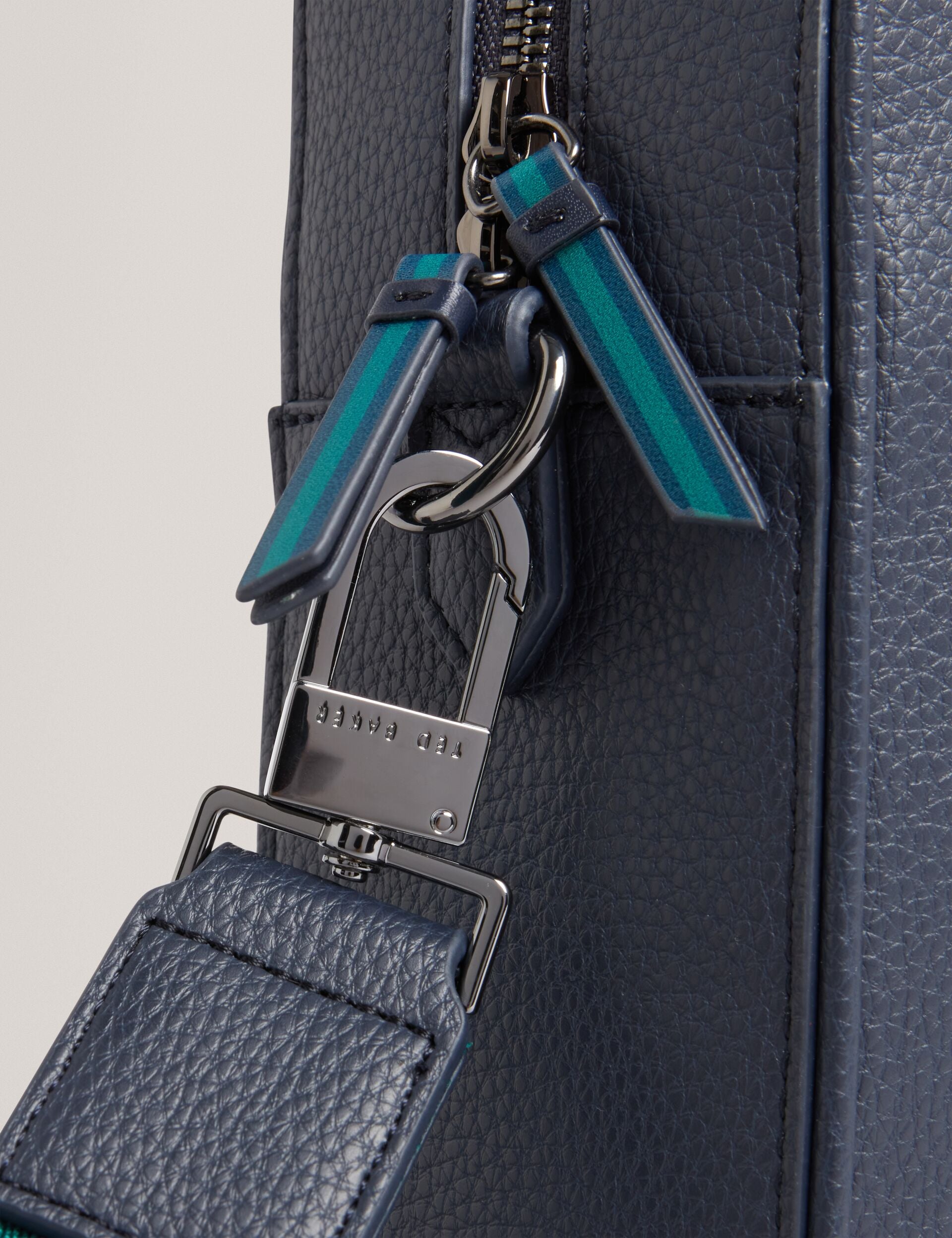 Ted Baker Kaden Navy Pu Leather Branded Webbing Laptop Bag
