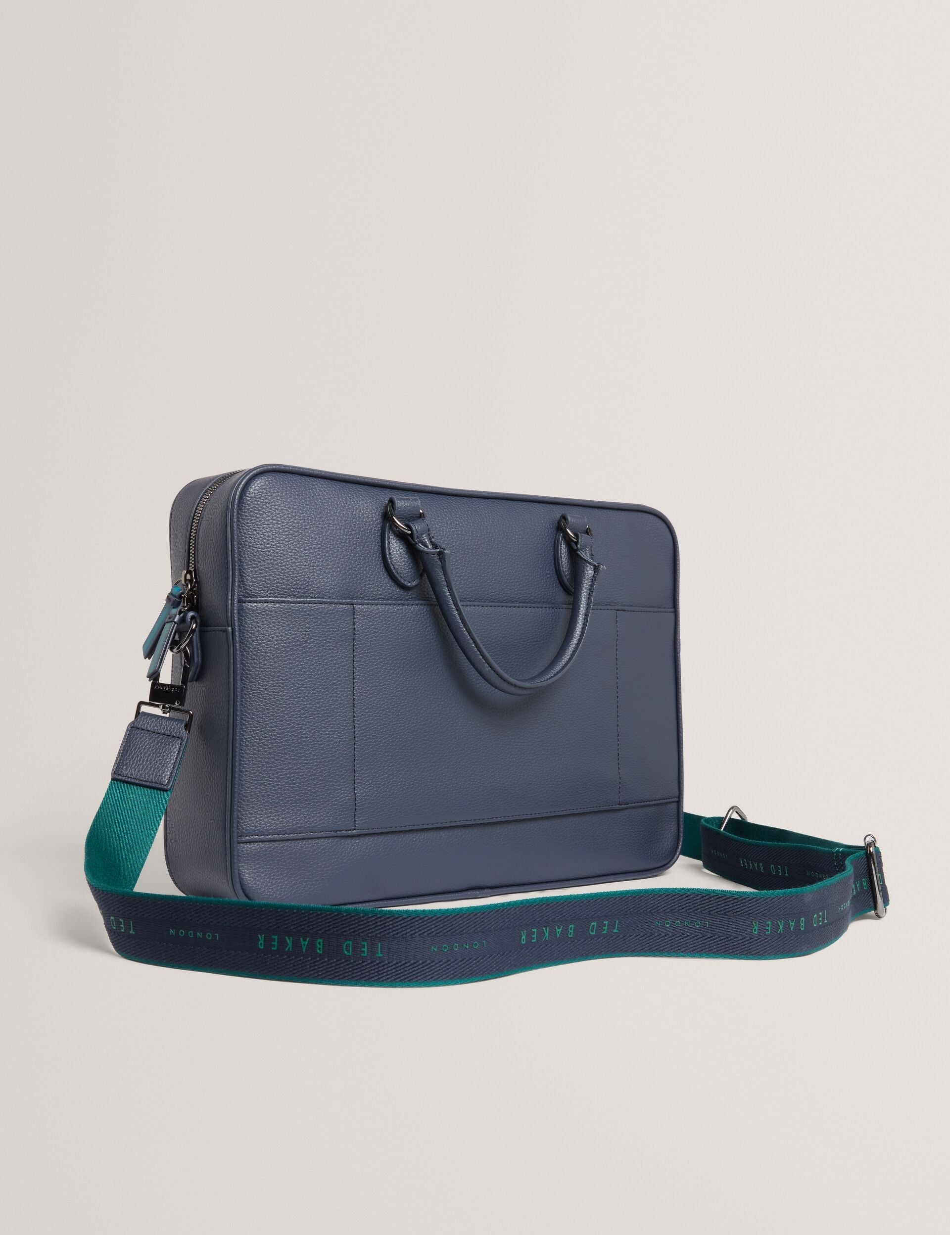 Ted Baker Kaden Navy Pu Leather Branded Webbing Laptop Bag
