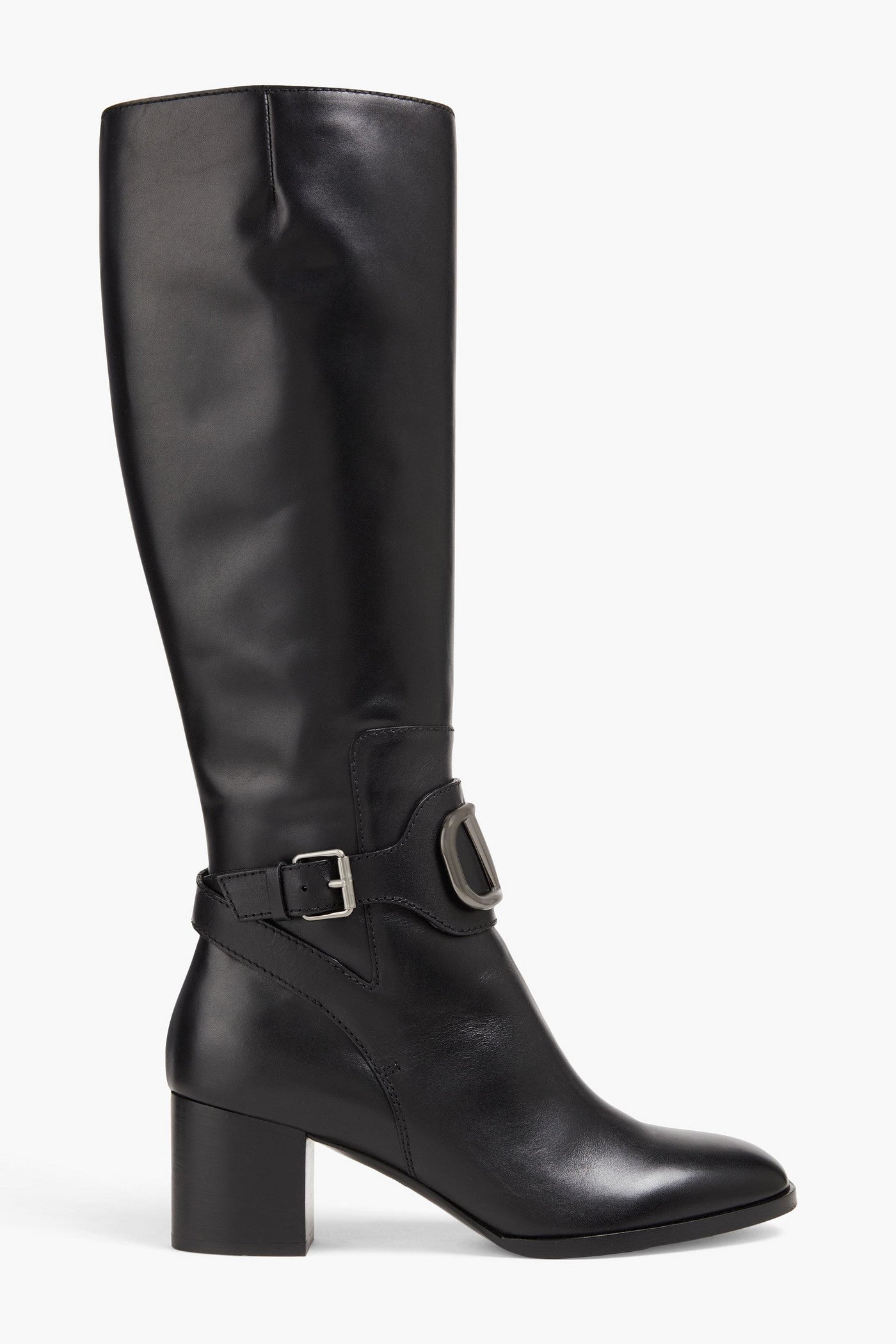 Valentino Garavani Vlogo Leather Knee Boots Black Women's