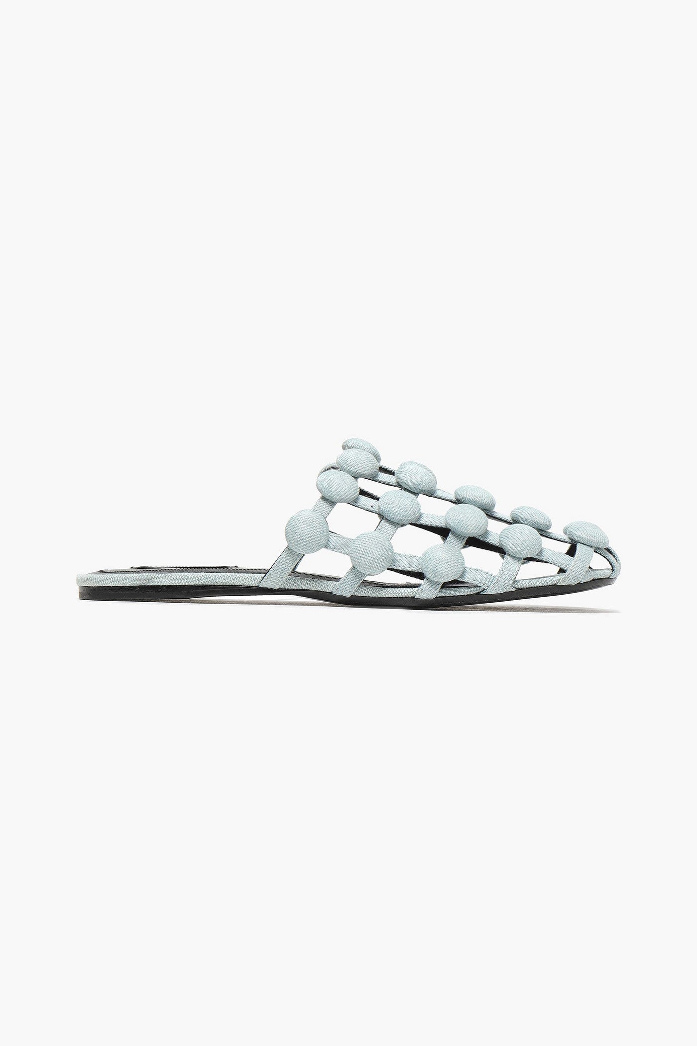 Alexander Wang Amelia Studded Denim Slippers Light Denim Women's