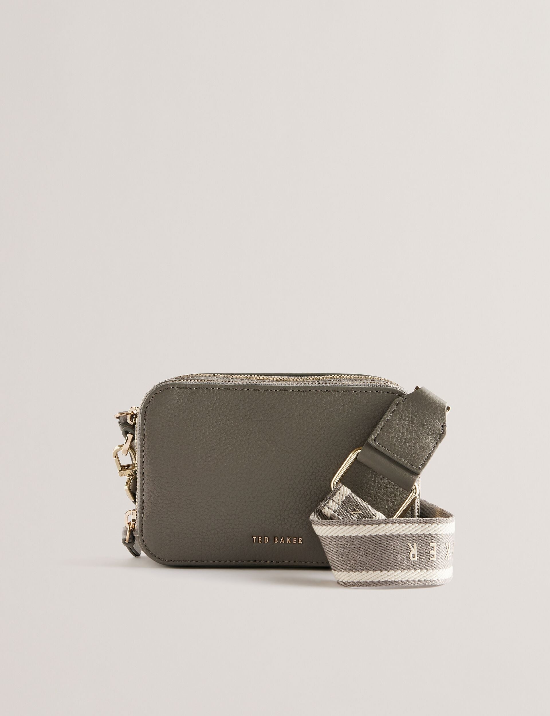 Ted Baker Stunna Mini Grey Leather Crossbody Camera Bag Women's