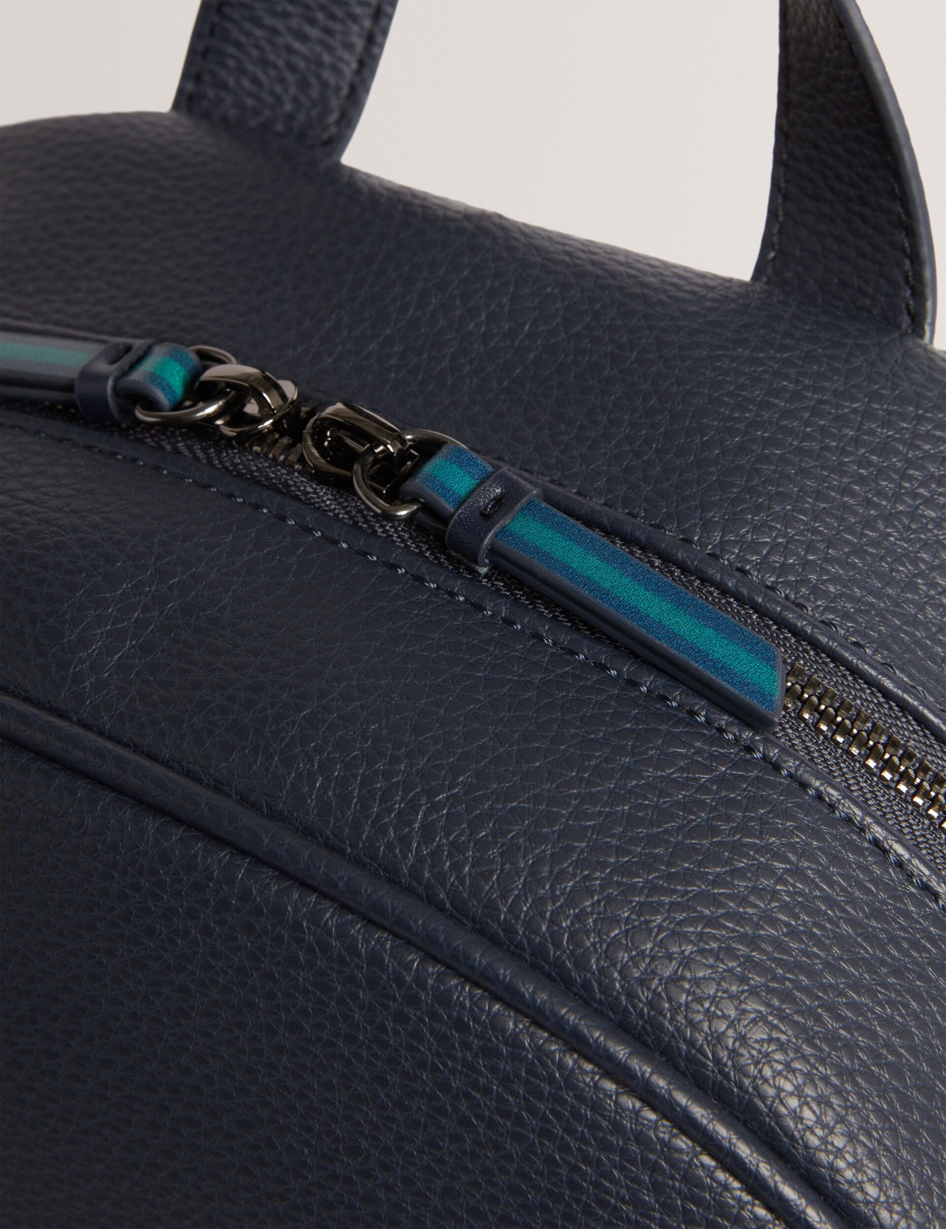 Ted Baker Kaileb Navy Faux Leather Backpack With Webbing Straps