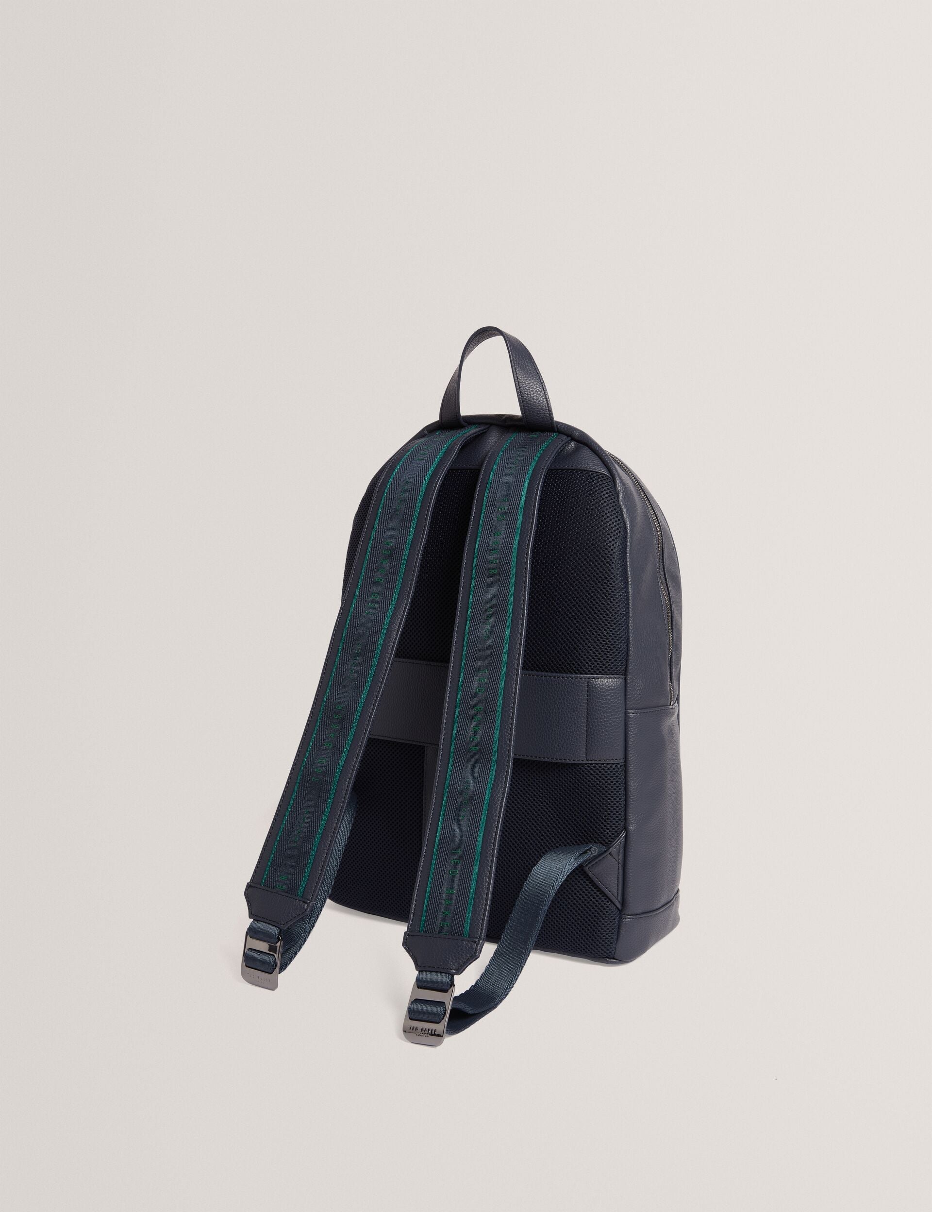 Ted Baker Kaileb Navy Faux Leather Backpack With Webbing Straps