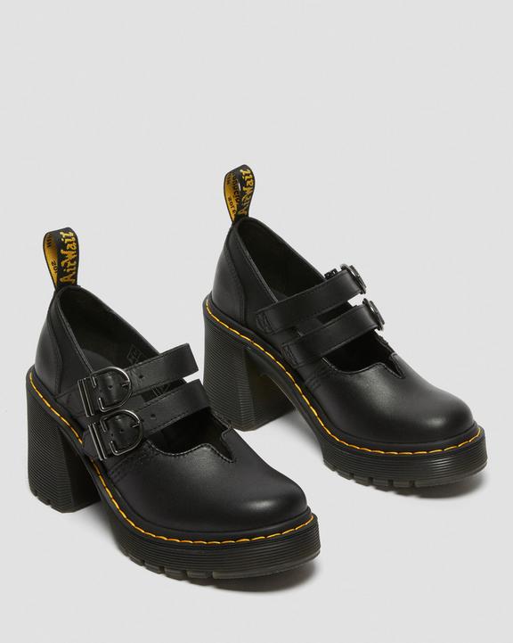 Dr Martens Eviee Sendal Leather Heeled Shoes - Black