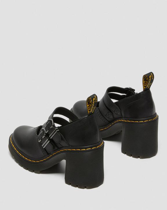 Dr Martens Eviee Sendal Leather Heeled Shoes - Black