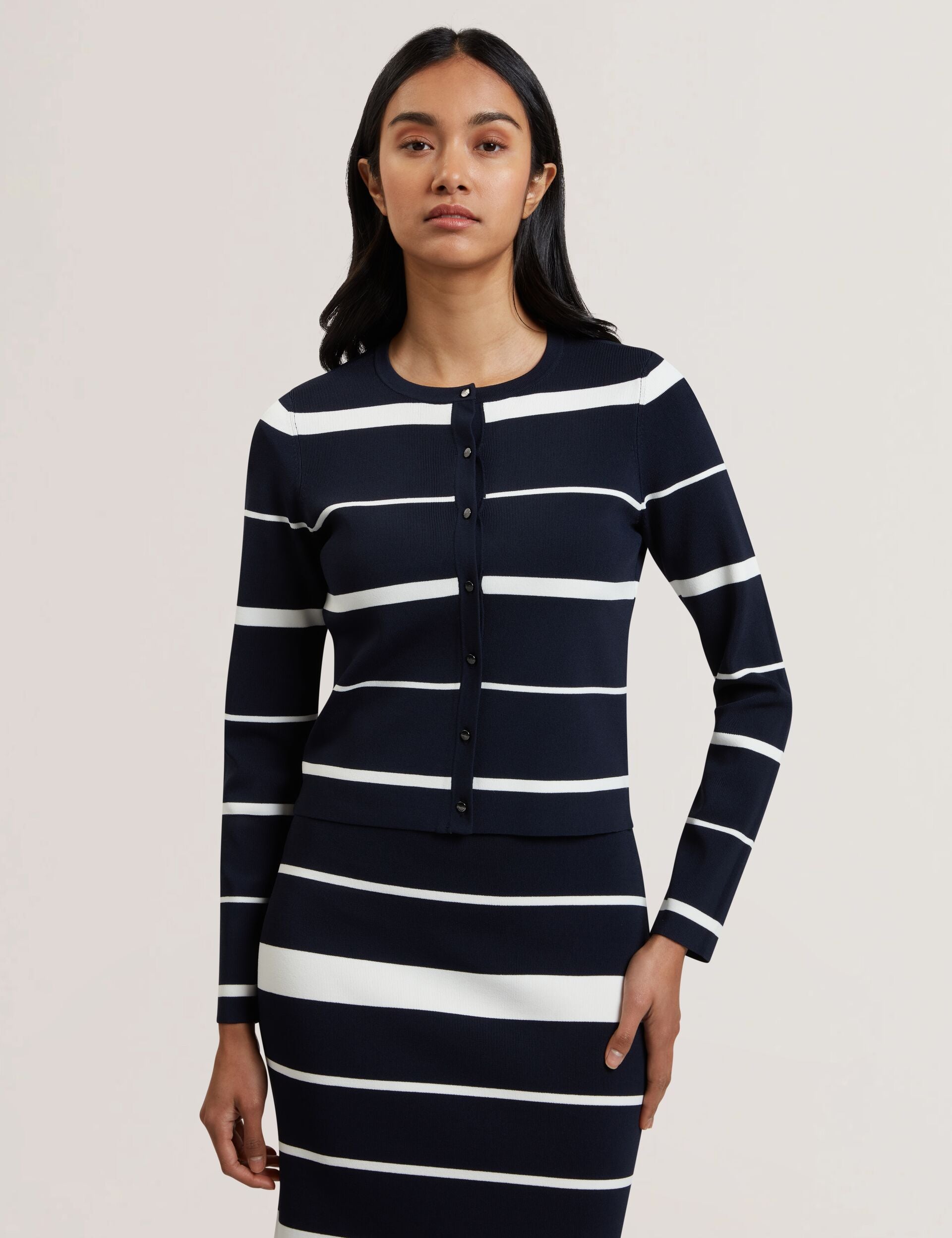Ted Baker Eloriaa Stripe Fitted Crew Neck Cardigan Women's
