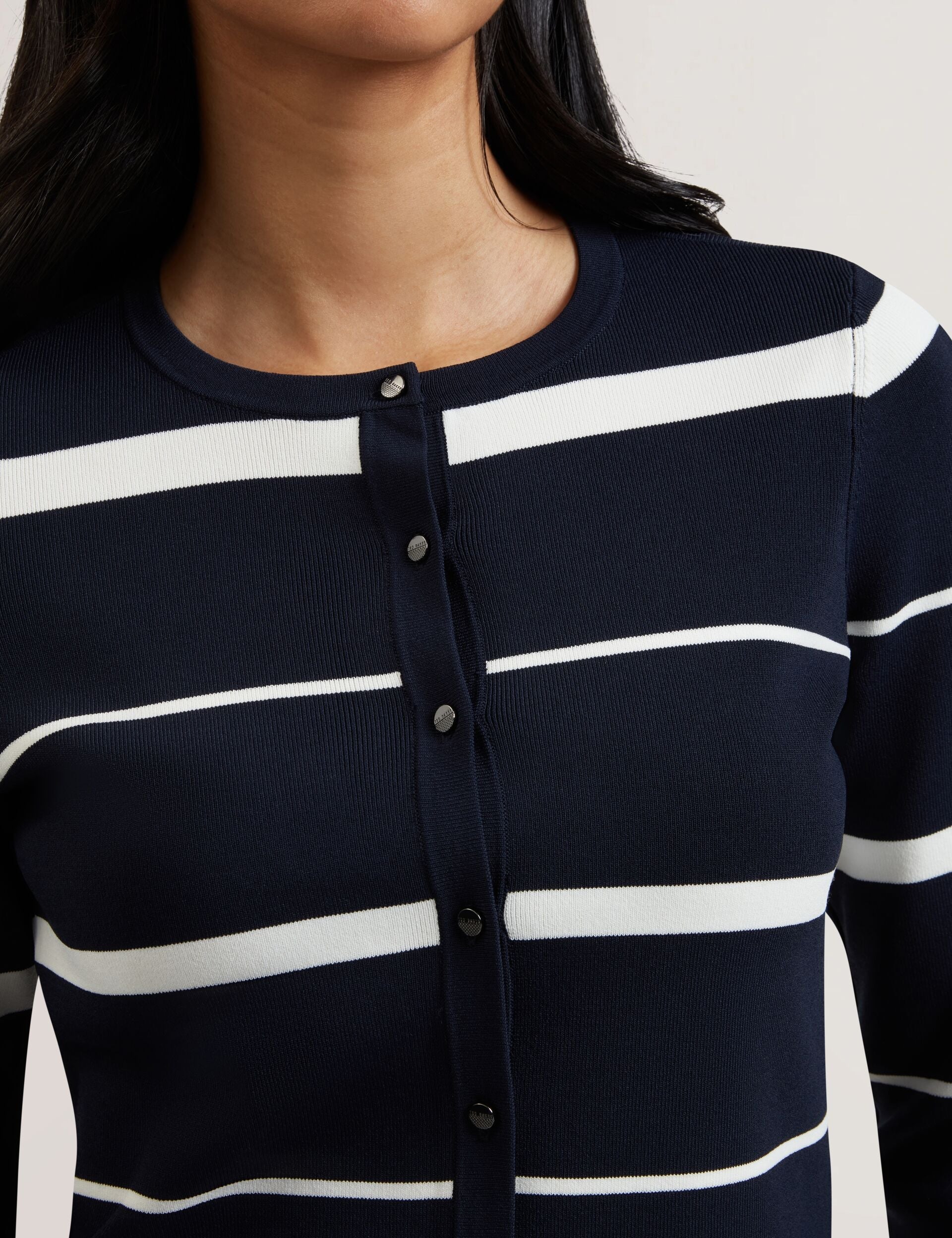 Ted Baker Eloriaa Stripe Fitted Crew Neck Cardigan Women's