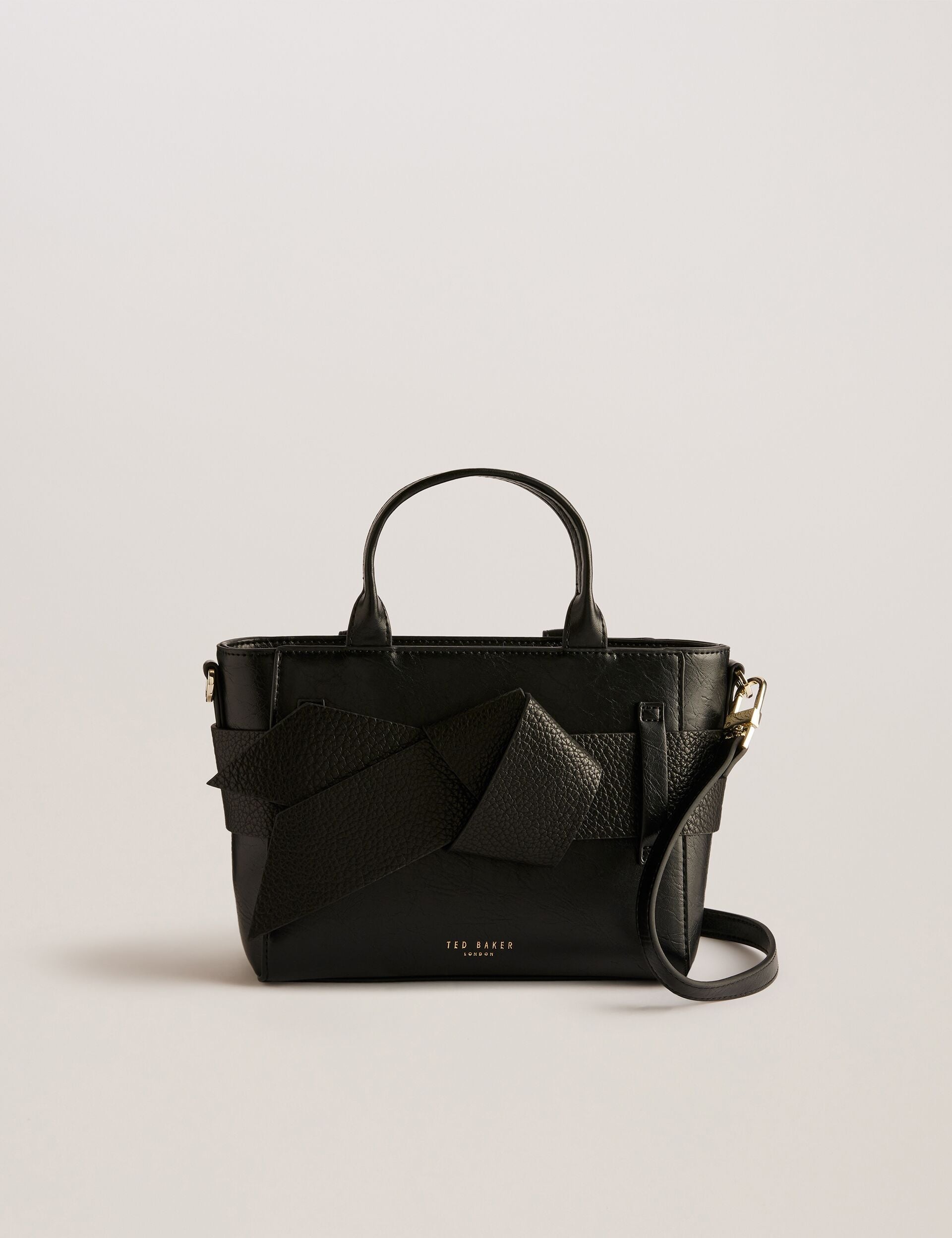 Ted Baker Jimisie Black Mini Knot Bow Faux Leather Tote Bag Women's
