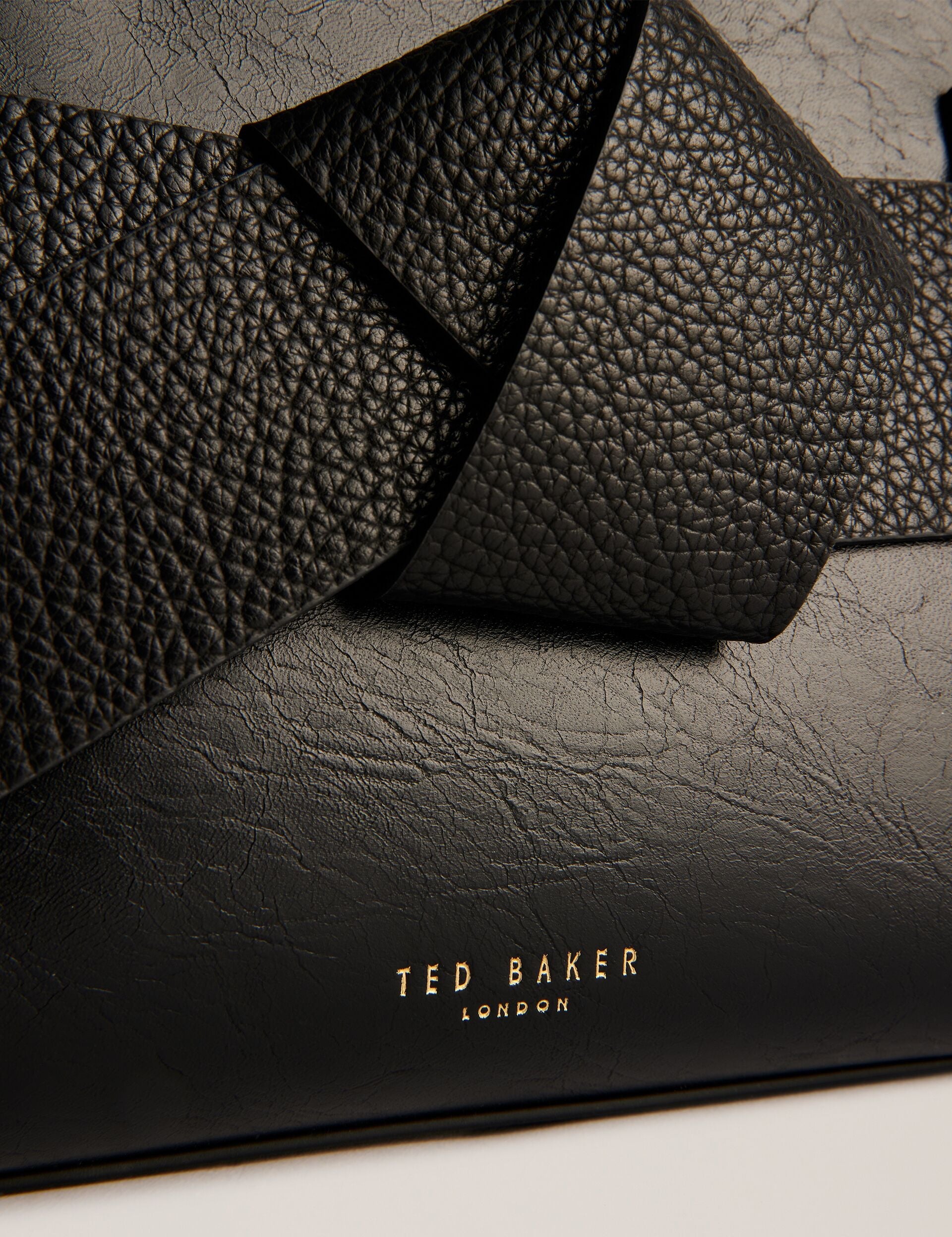Ted Baker Jimisie Black Mini Knot Bow Faux Leather Tote Bag Women's