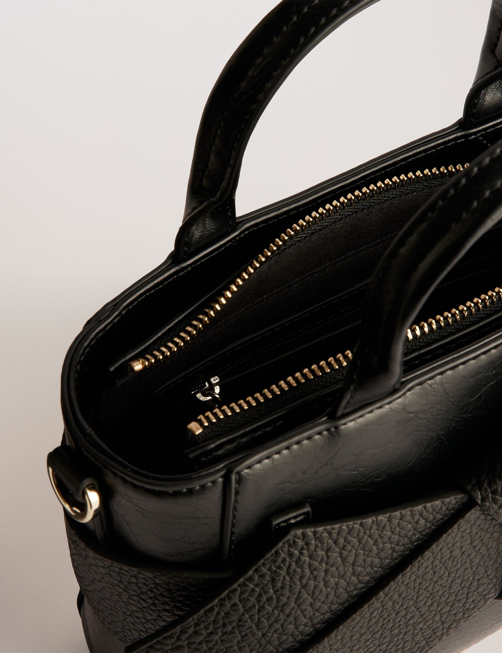 Ted Baker Jimisie Black Mini Knot Bow Faux Leather Tote Bag Women's