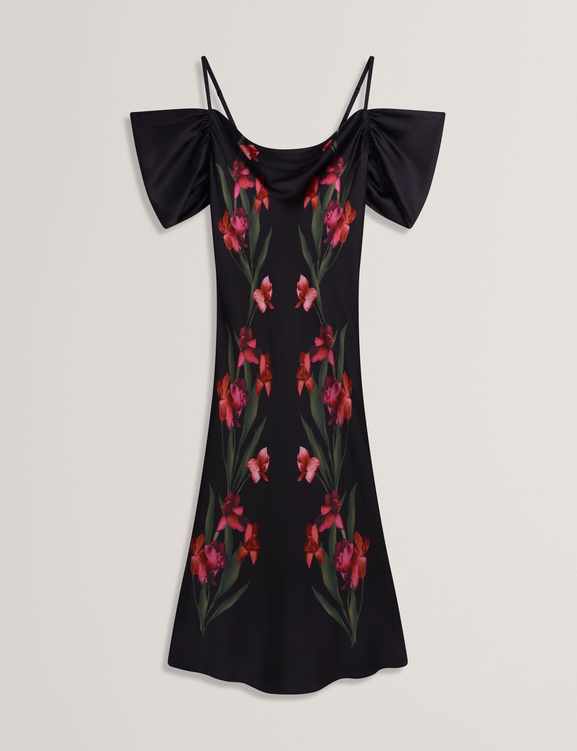 Ted Baker Lucern Floral Satin Off Shoulder Bias Midi Dress Women's