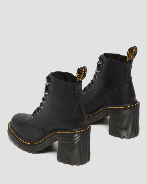 Dr Martens Jesy Sendal Leather Lace Up Flared Heel Boots - Black