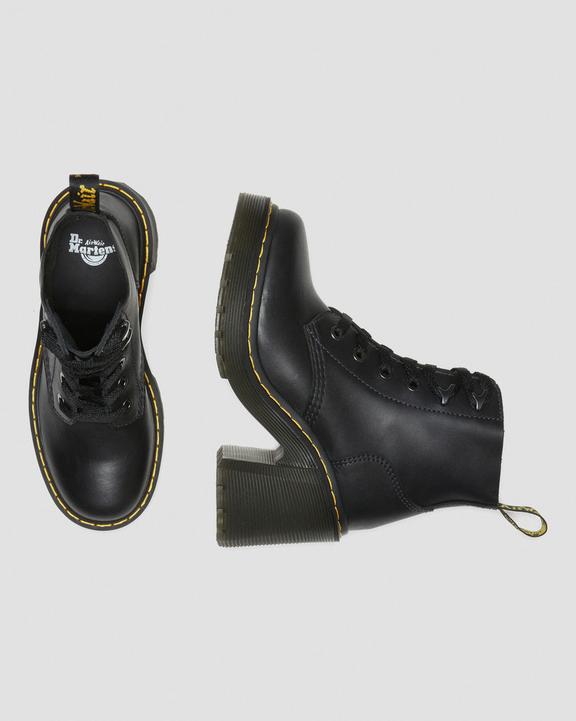 Dr Martens Jesy Sendal Leather Lace Up Flared Heel Boots - Black