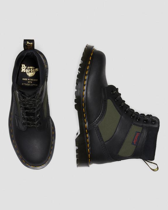Dr Martens 1460 Made In England Padded Panel Lace Up Boots - Black+Olive
