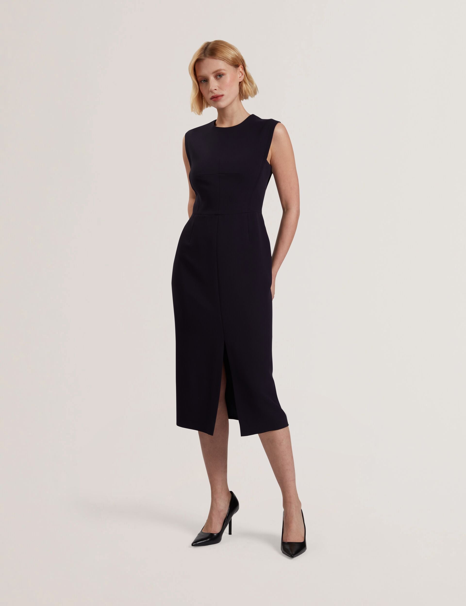 Ted Baker Manabdl Tailored Sleeveless Midi Dress With Front Split Women's