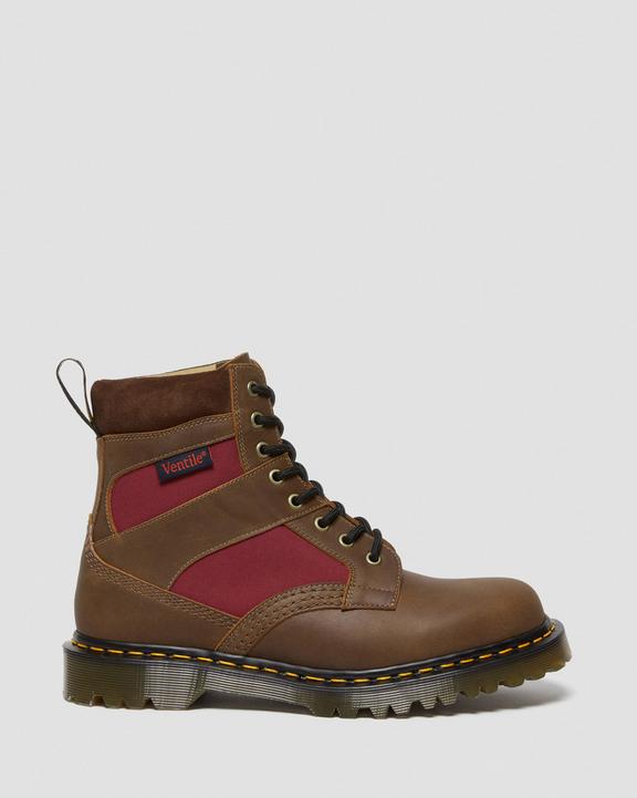 Dr Martens 1460 Made In England Padded Panel Lace Up Boots - Brown+Oxblood