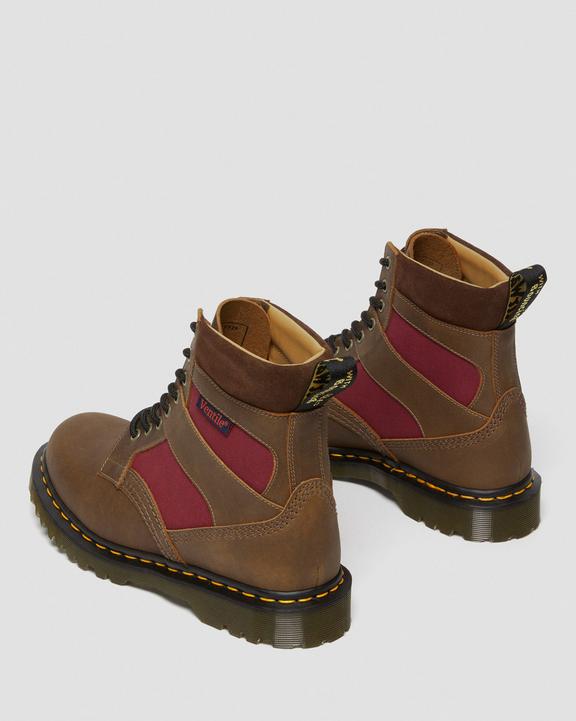 Dr Martens 1460 Made In England Padded Panel Lace Up Boots - Brown+Oxblood