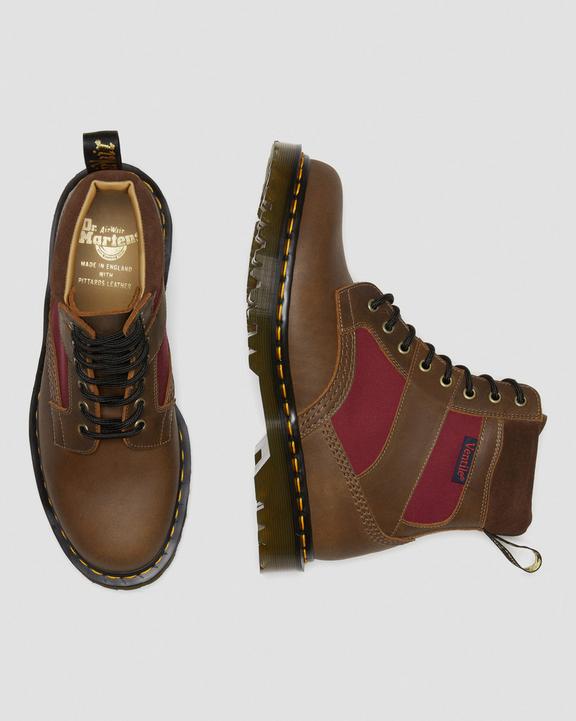 Dr Martens 1460 Made In England Padded Panel Lace Up Boots - Brown+Oxblood