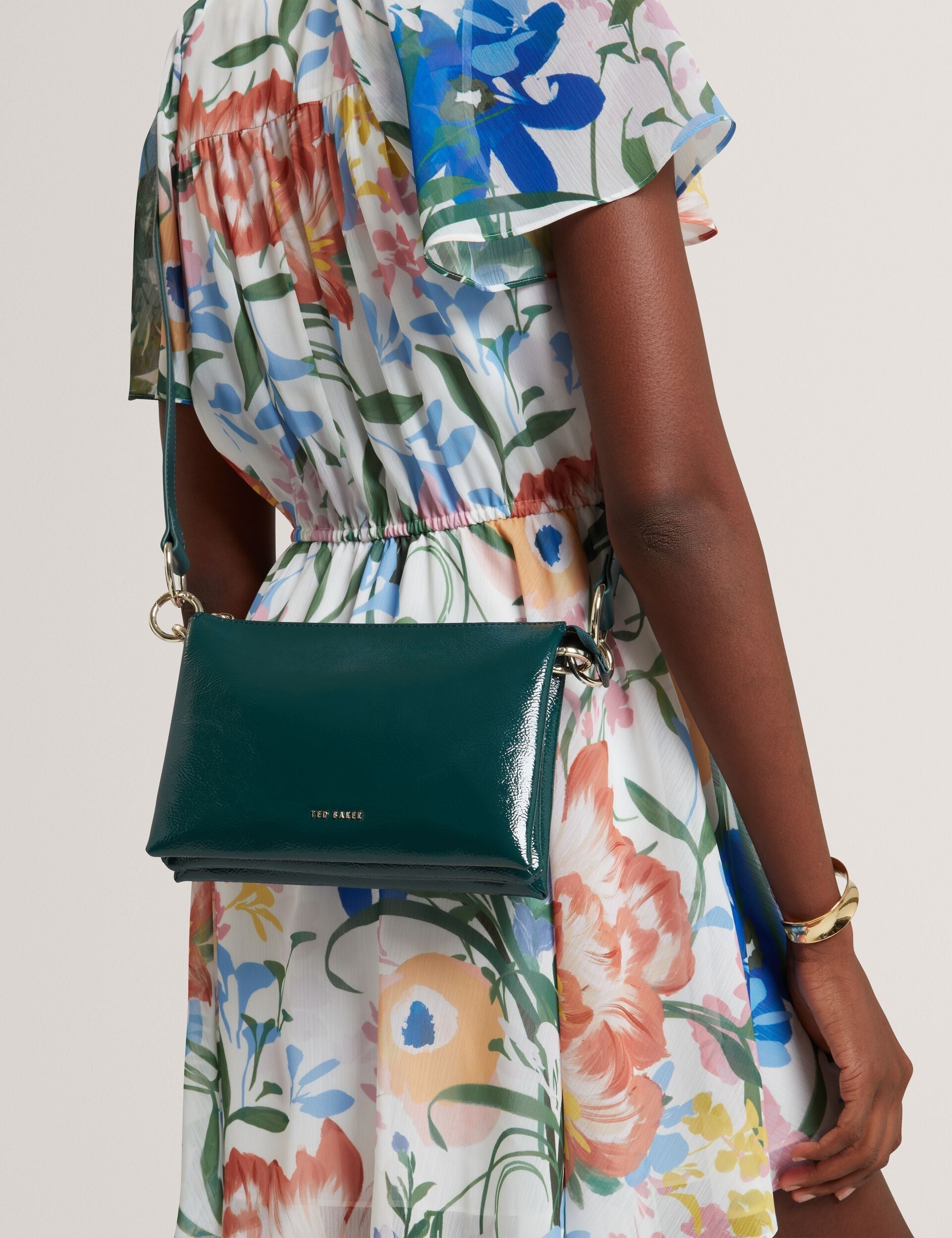 Ted Baker Dawcey Crinkled Patent Leather Crossbody Bag Women's