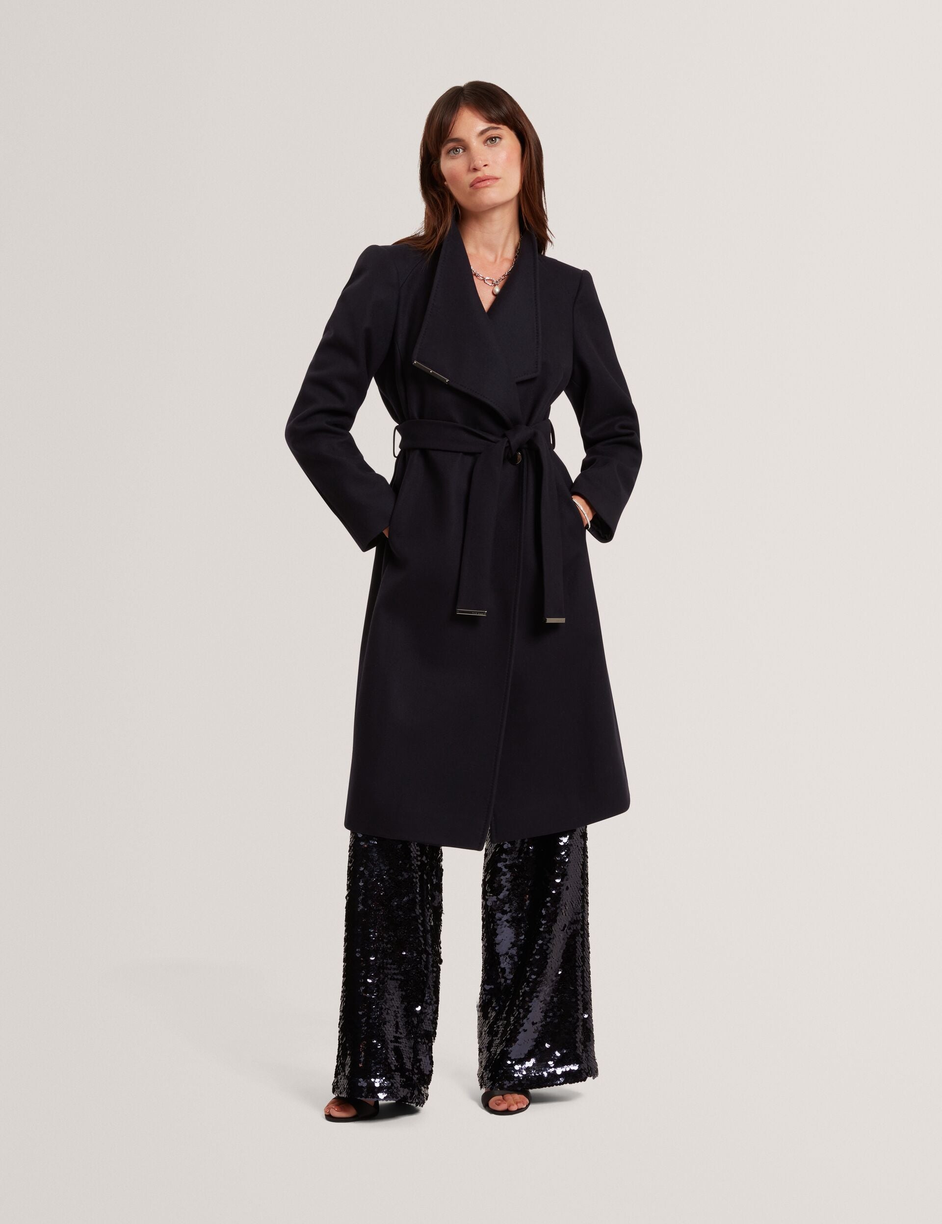 Ted Baker Rose Mid Length Belted Wool Wrap Coat Women's