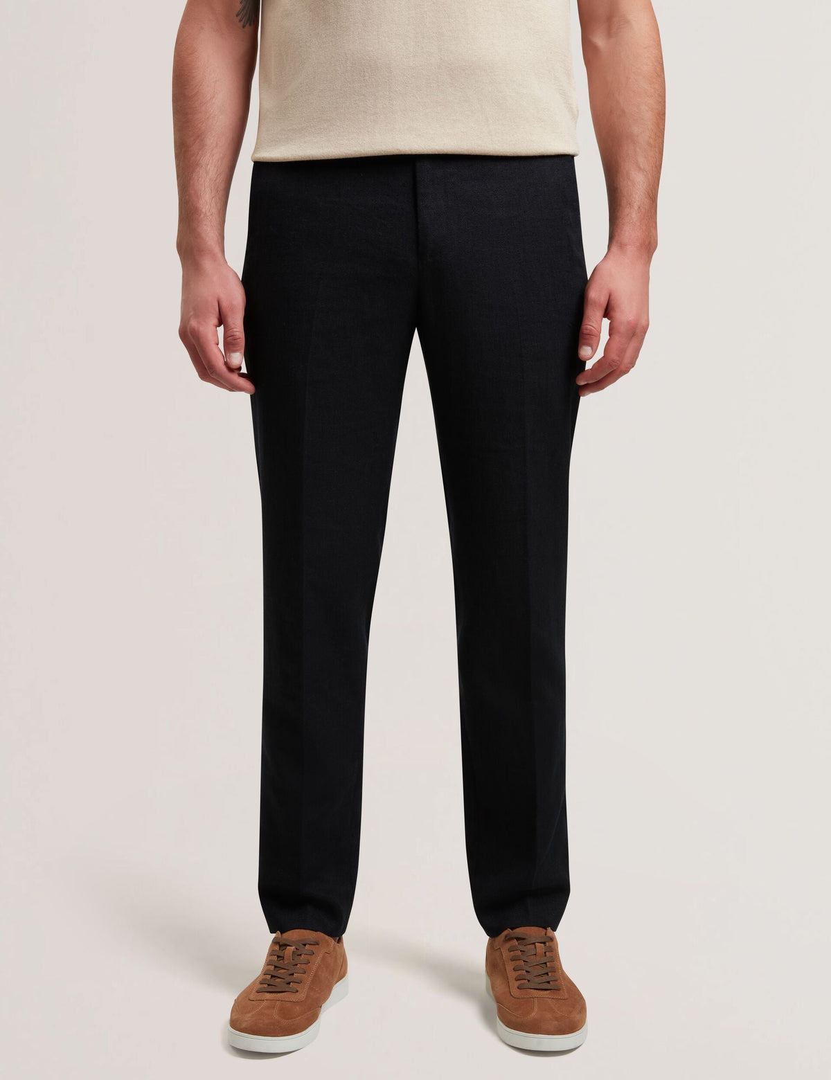 Ted Baker Kumart Black Linen Blend Woven Slim Fit Trousers