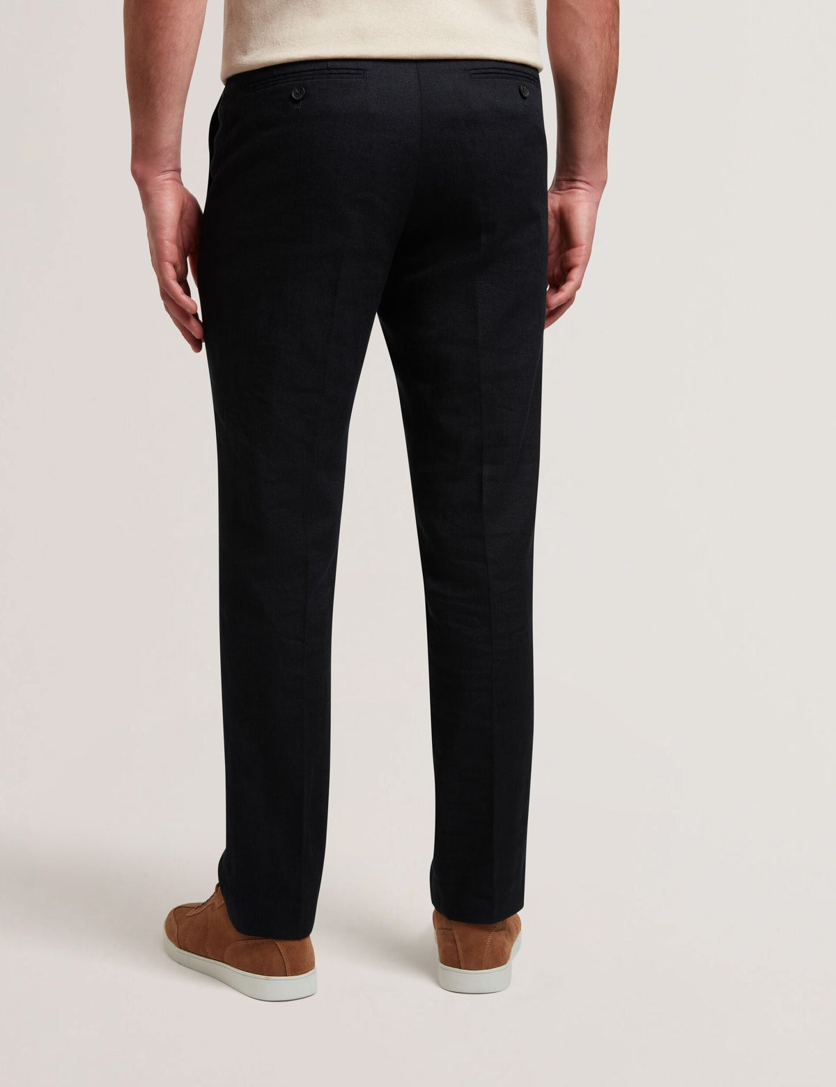 Ted Baker Kumart Black Linen Blend Woven Slim Fit Trousers