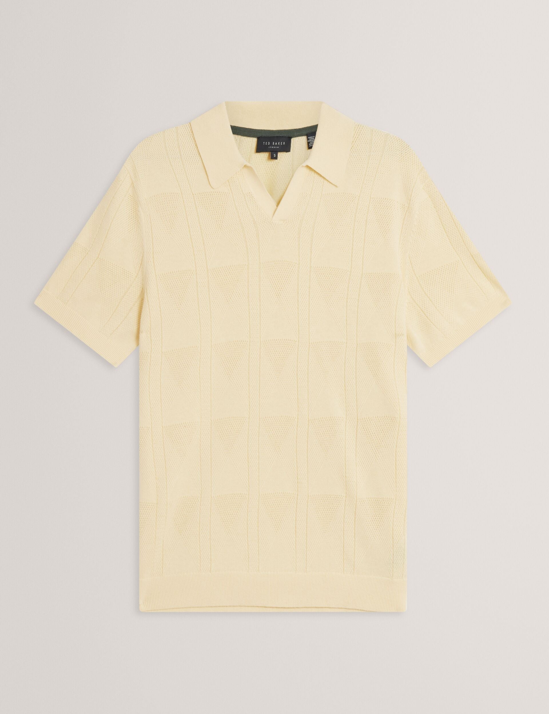 Ted Baker Willden Textured Knit Open Neck Cotton Polo Shirt