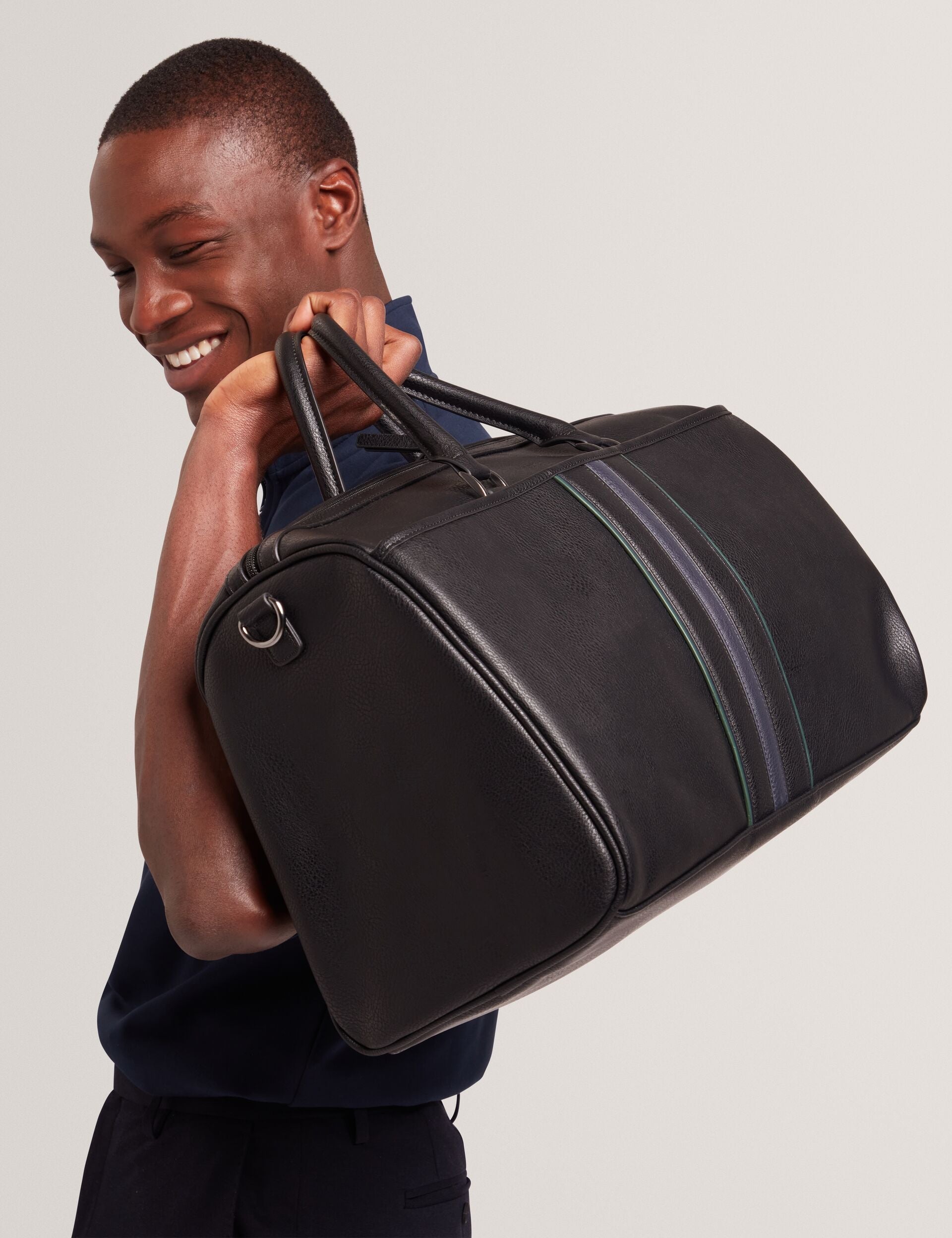 Ted Baker Kelvin Striped Panel Faux Leather Holdall Bag