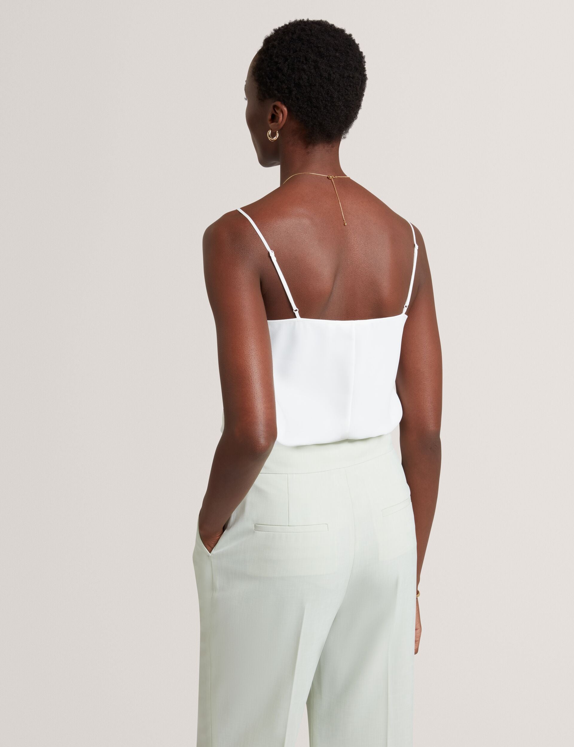 Ted Baker Lulea Chiffon Detail Vneck Strappy Cami Top In Ivory Women's