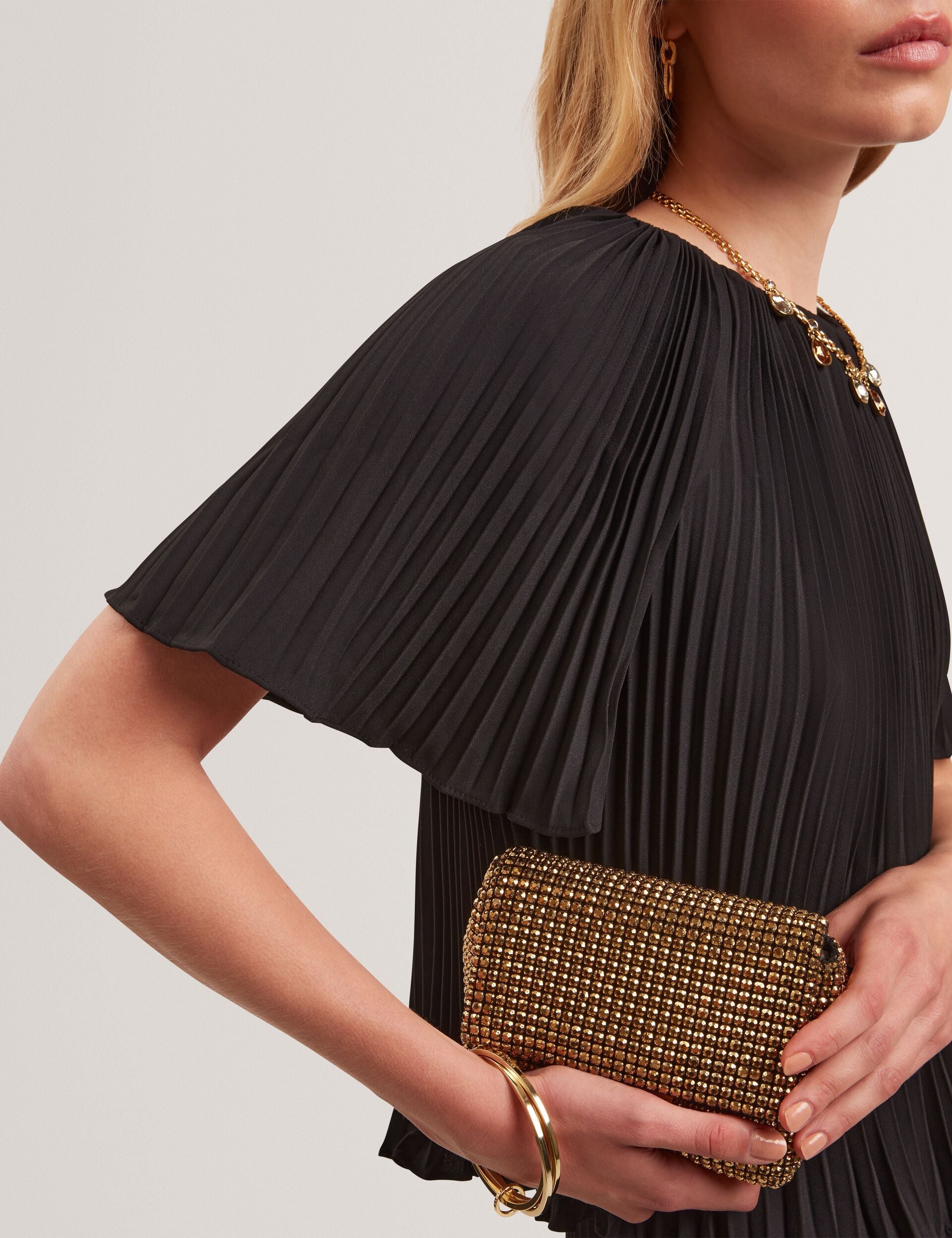Ted Baker Agara Black Pleated Flowy Short Sleeve Blouse Women's