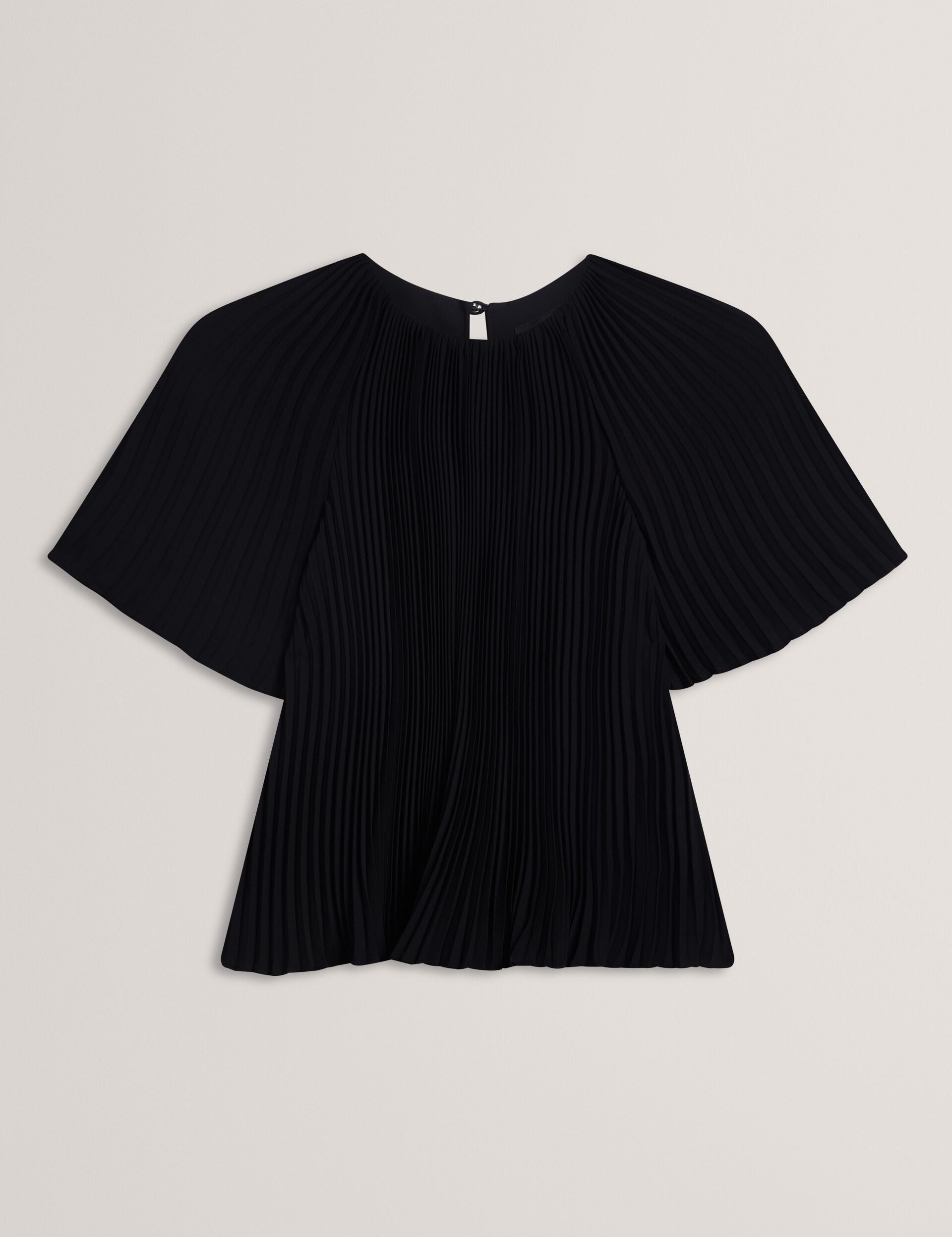 Ted Baker Agara Black Pleated Flowy Short Sleeve Blouse Women's