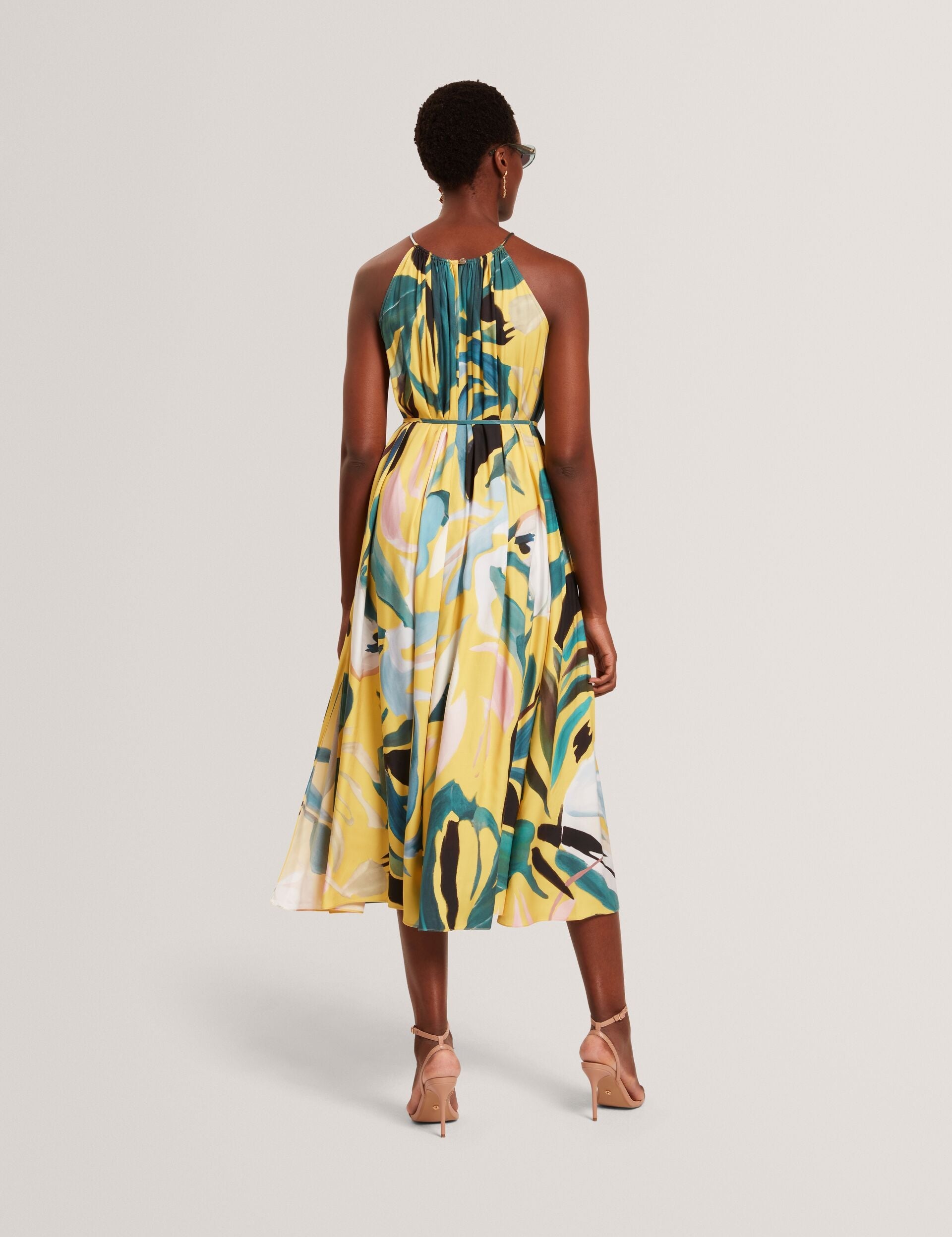 Ted Baker Reelia Bold Print Halterneck Tie Waist Midi Dress Women's