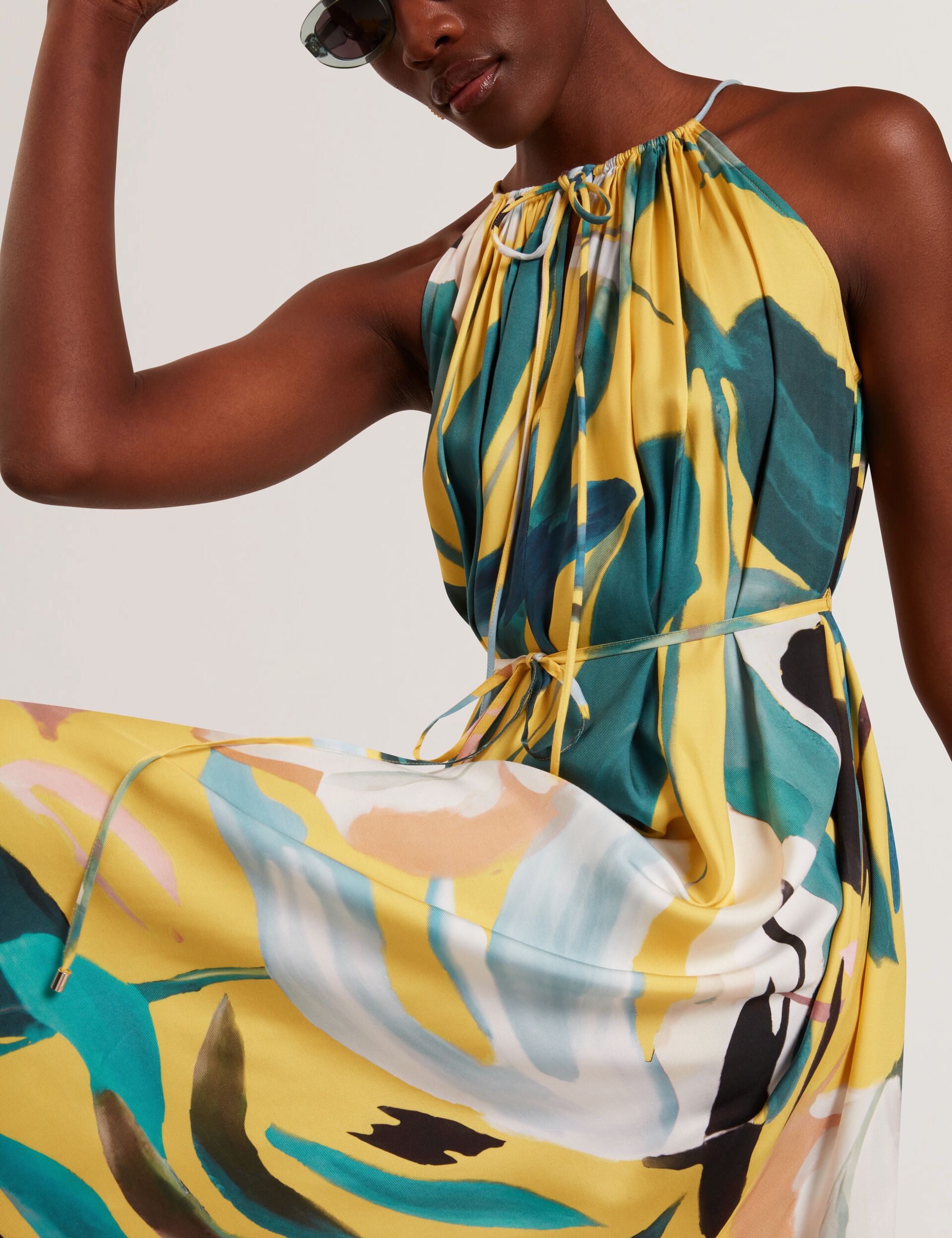 Ted Baker Reelia Bold Print Halterneck Tie Waist Midi Dress Women's