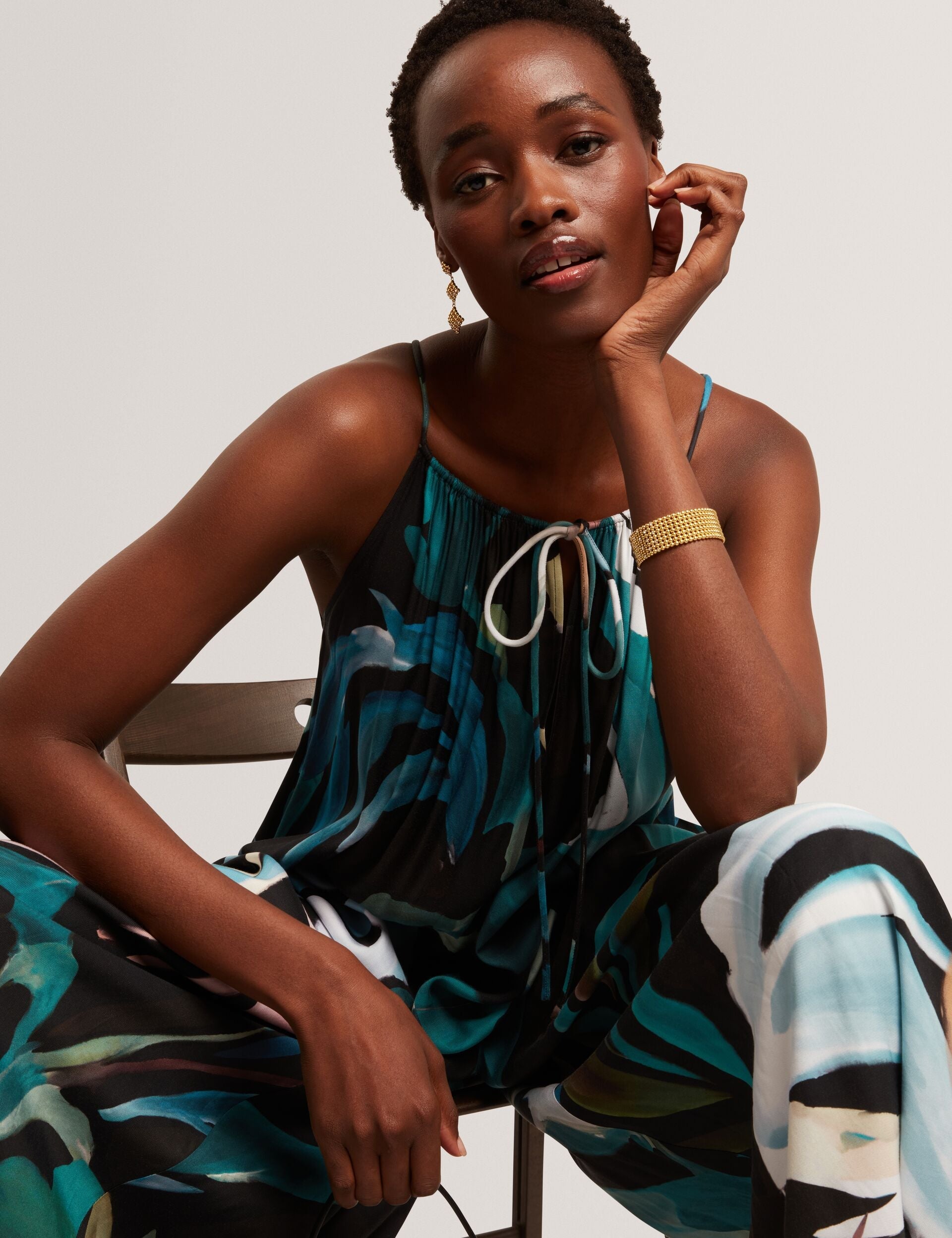 Ted Baker Eskaa Abstract Print Flowy Wide Leg Jumpsuit Women's