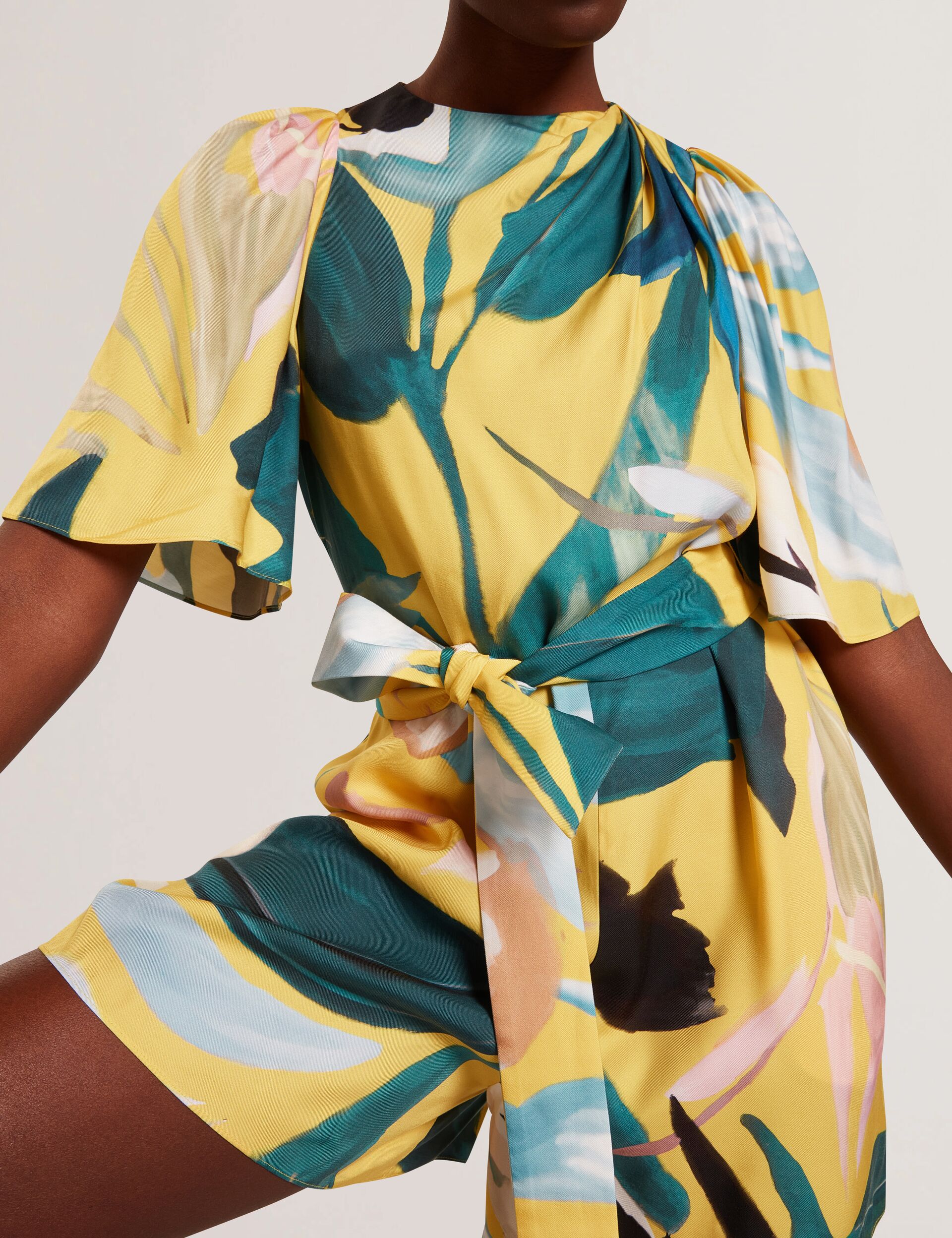 Ted Baker Tiani Printed Flutter Sleeve Belted Playsuit Women's