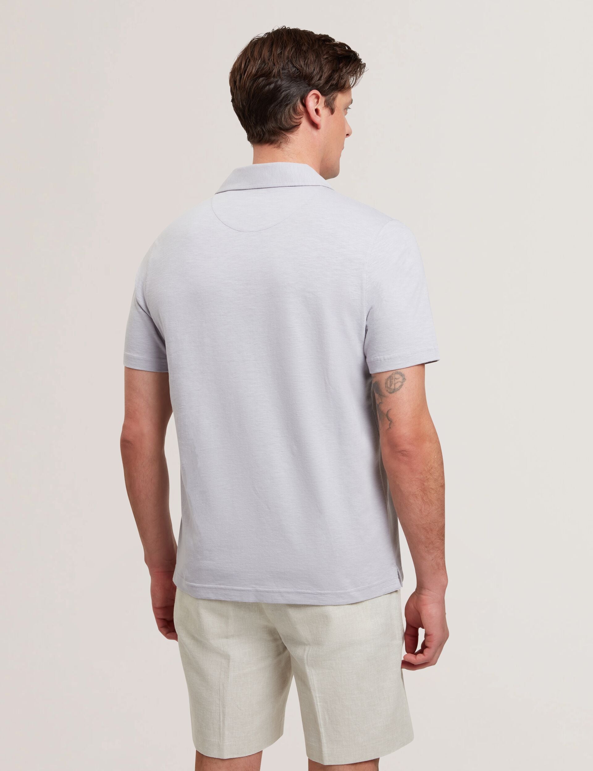 Ted Baker Anito Cotton Linen Open Neck Polo Shirt