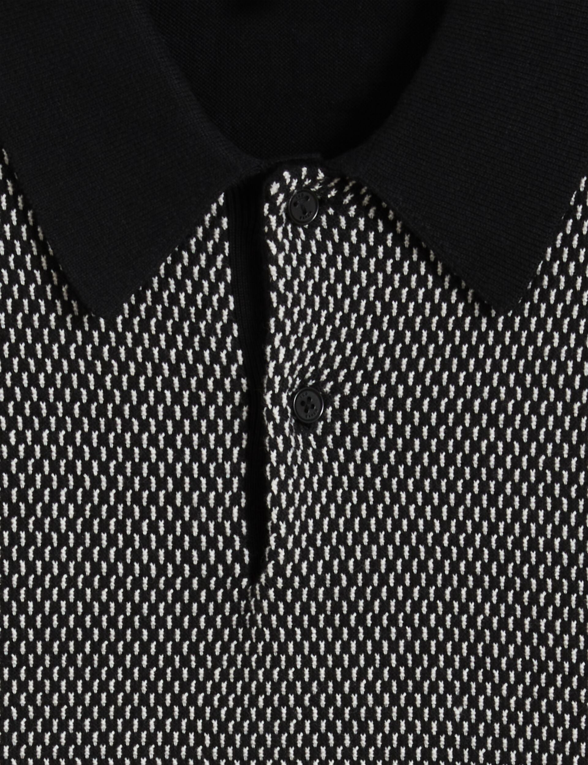Ted Baker Ardo Textured Front Knitted Long Sleeve Polo Shirt