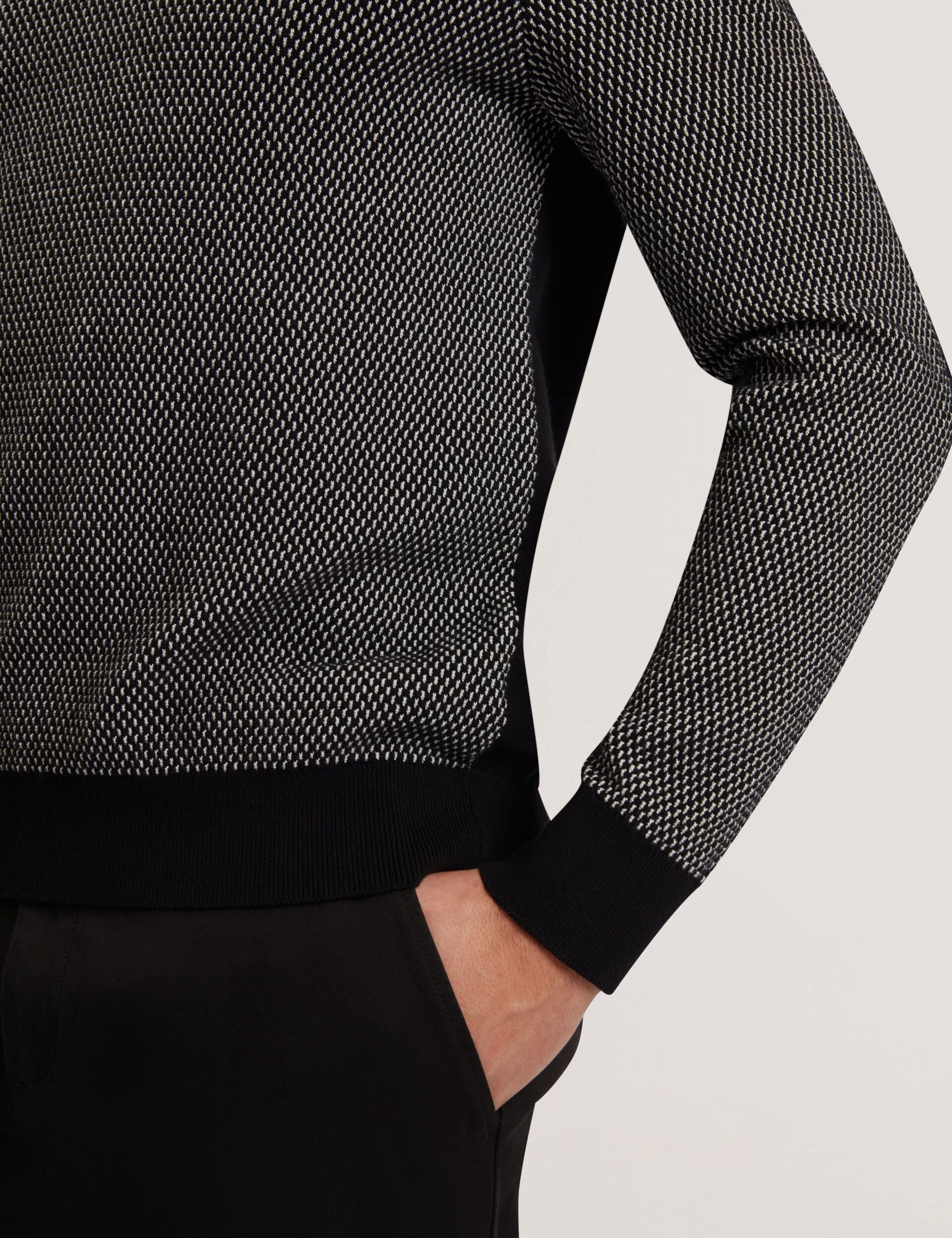 Ted Baker Ardo Textured Front Knitted Long Sleeve Polo Shirt