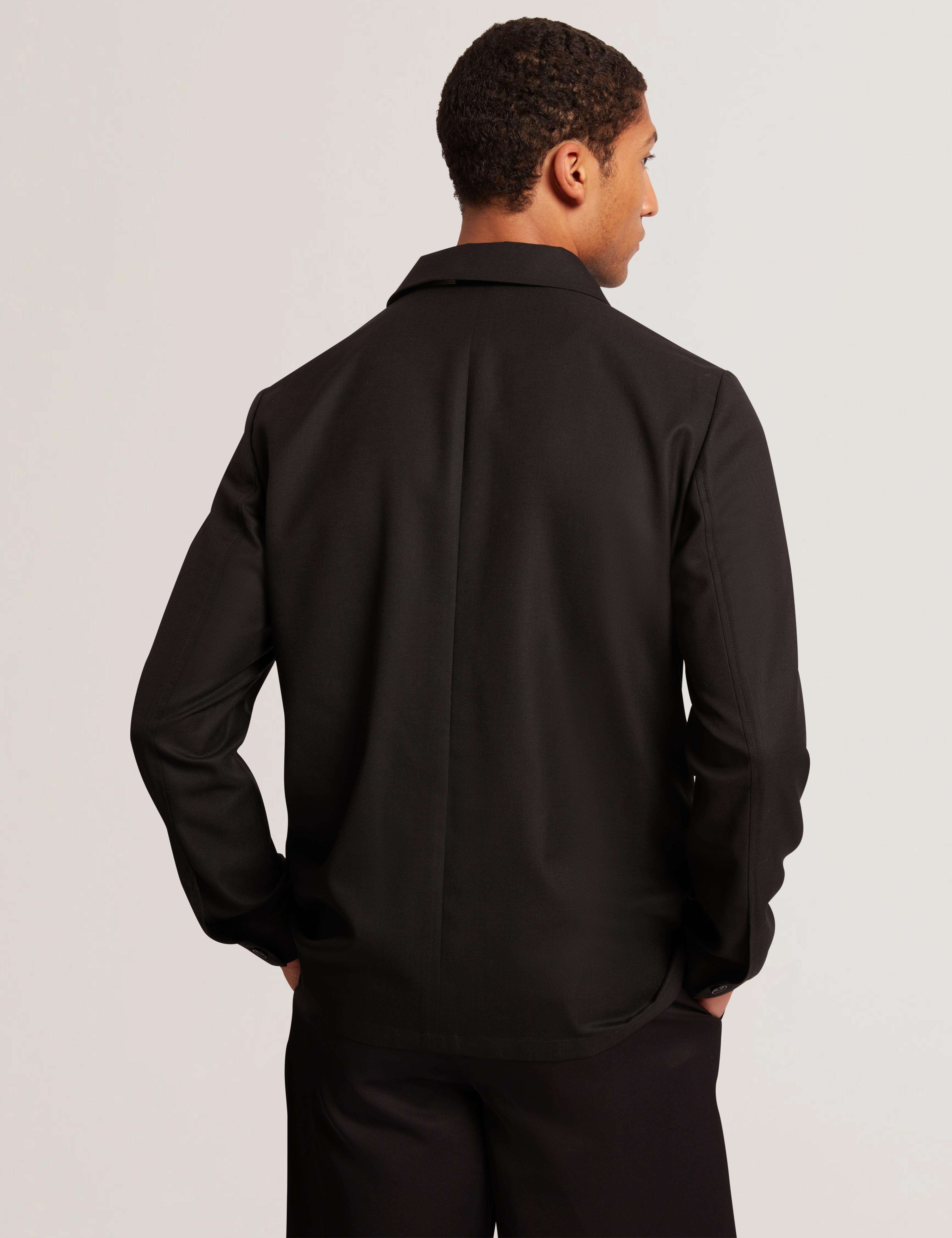 Ted Baker Selwynj Black Lightweight Wool Blend Shirt Jacket