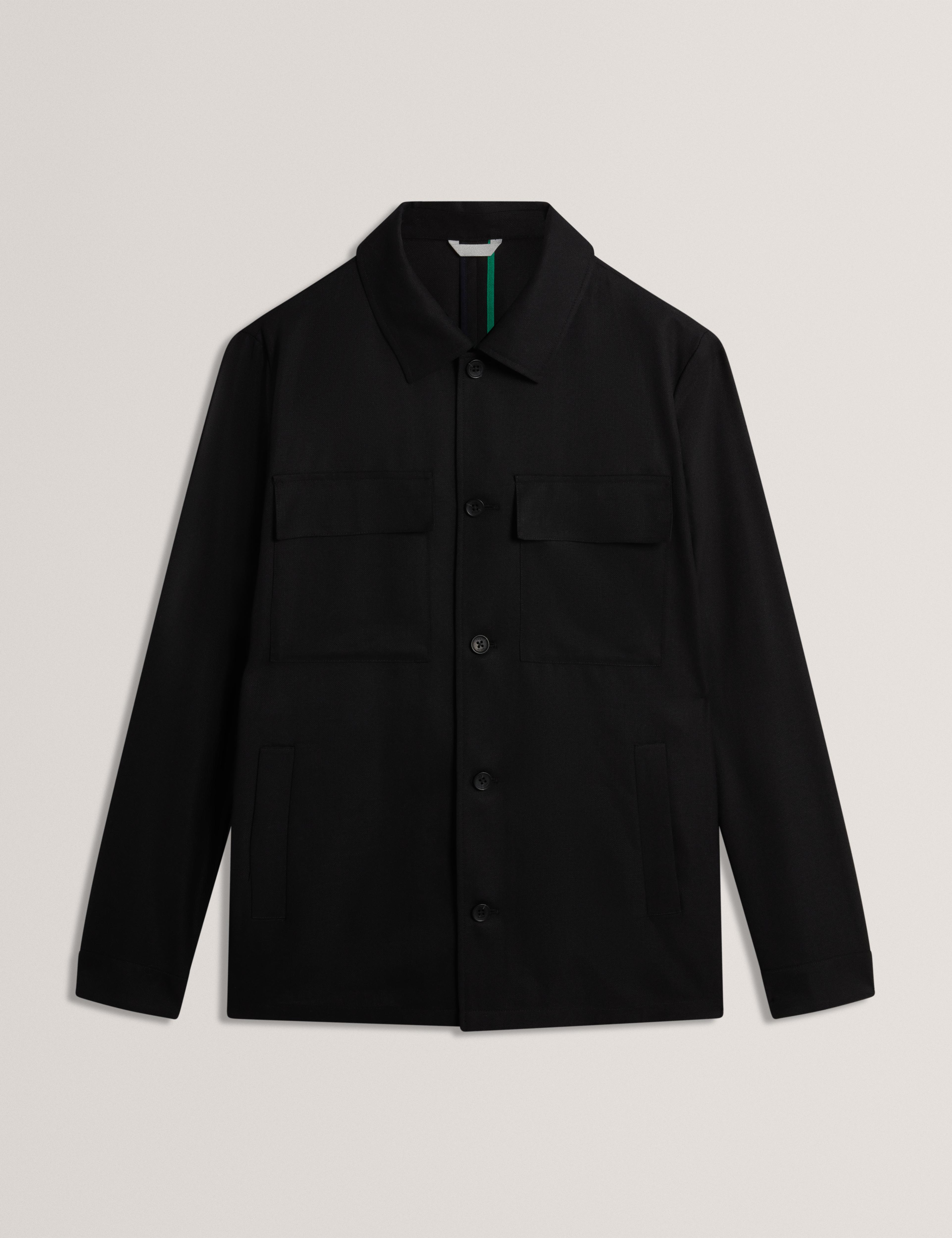 Ted Baker Selwynj Black Lightweight Wool Blend Shirt Jacket