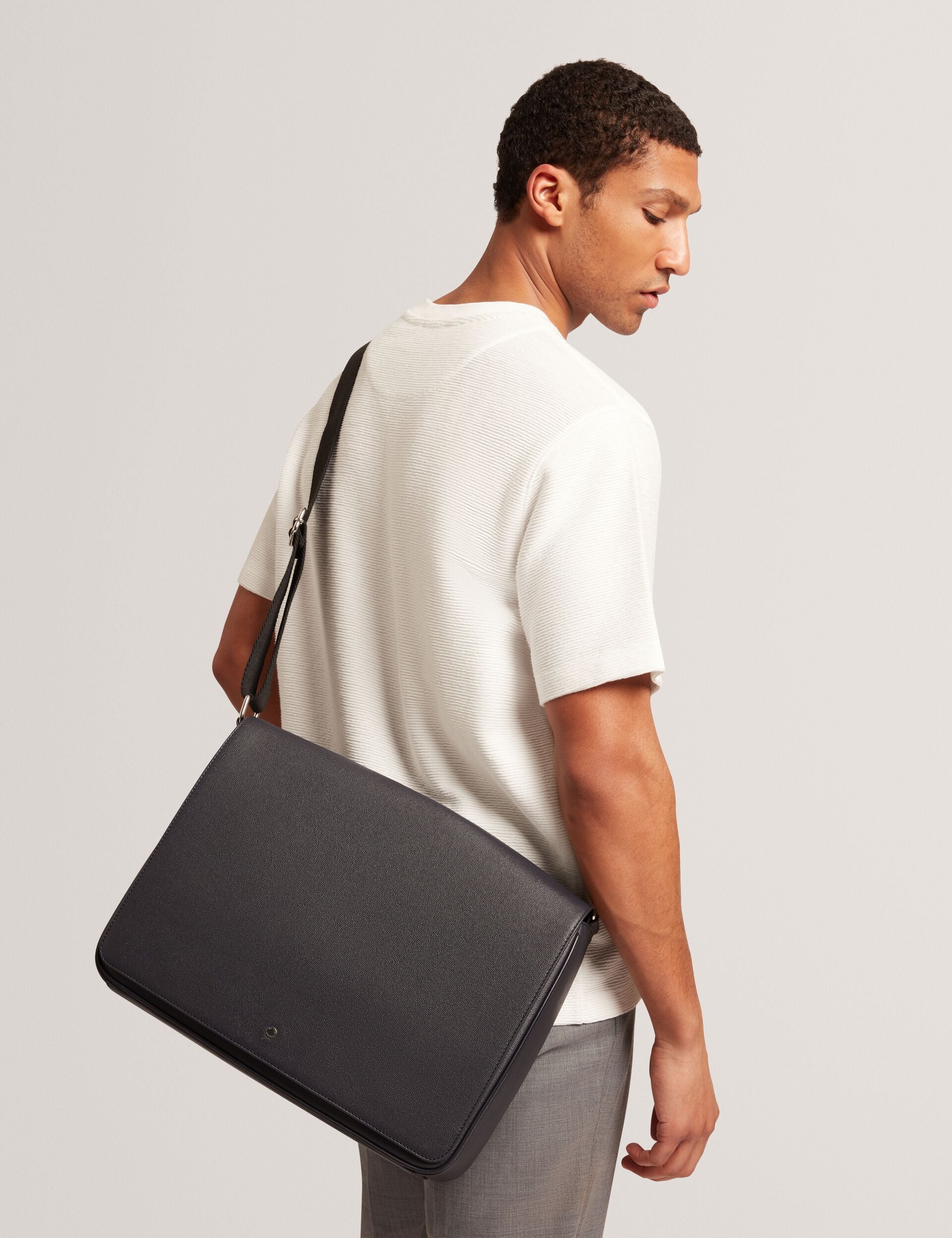 Ted Baker Kamaron Caviar Leather Crossbody Messenger Bag