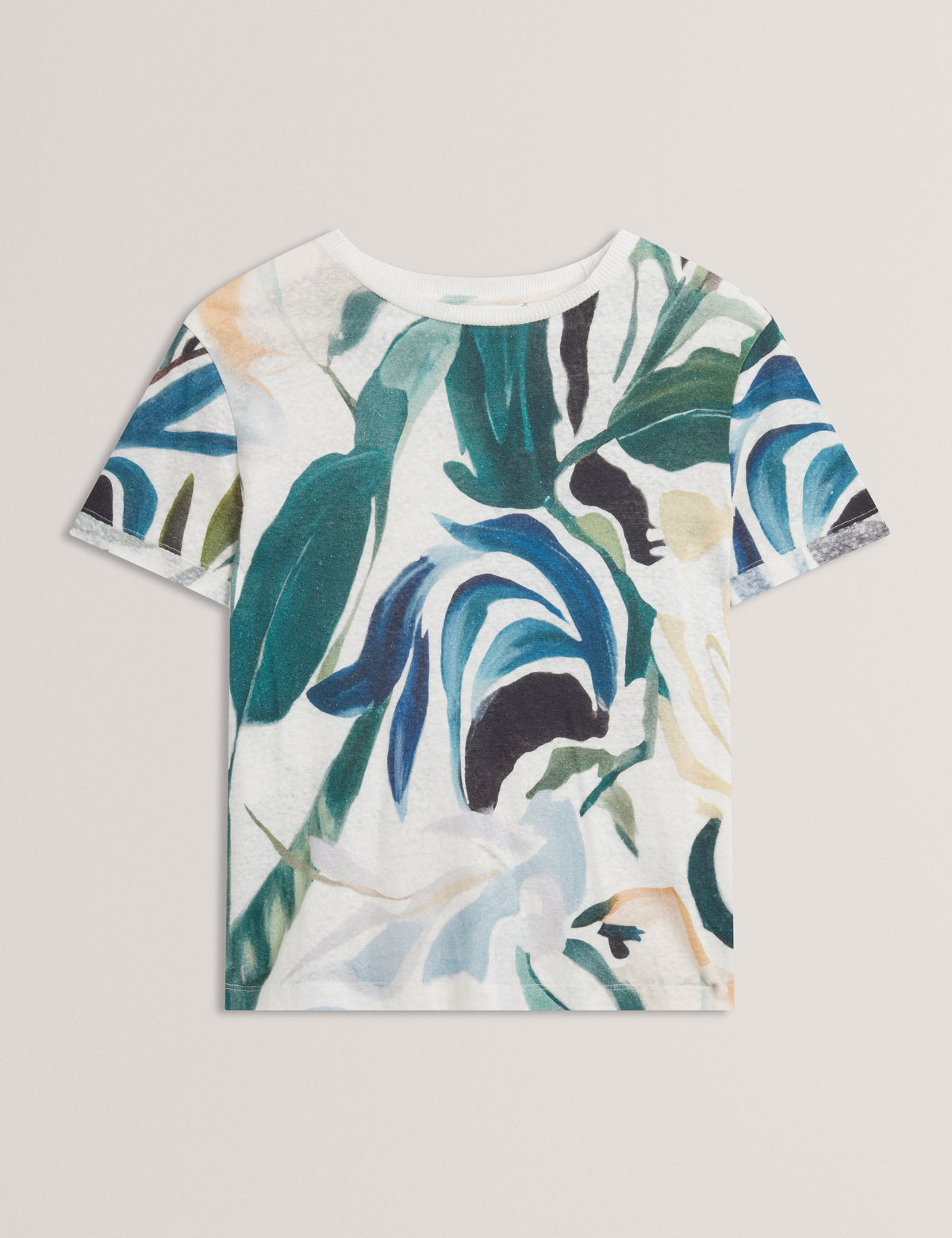 Ted Baker Kcarole Abstract Print Linen Blend Boxy Tshirt Women's