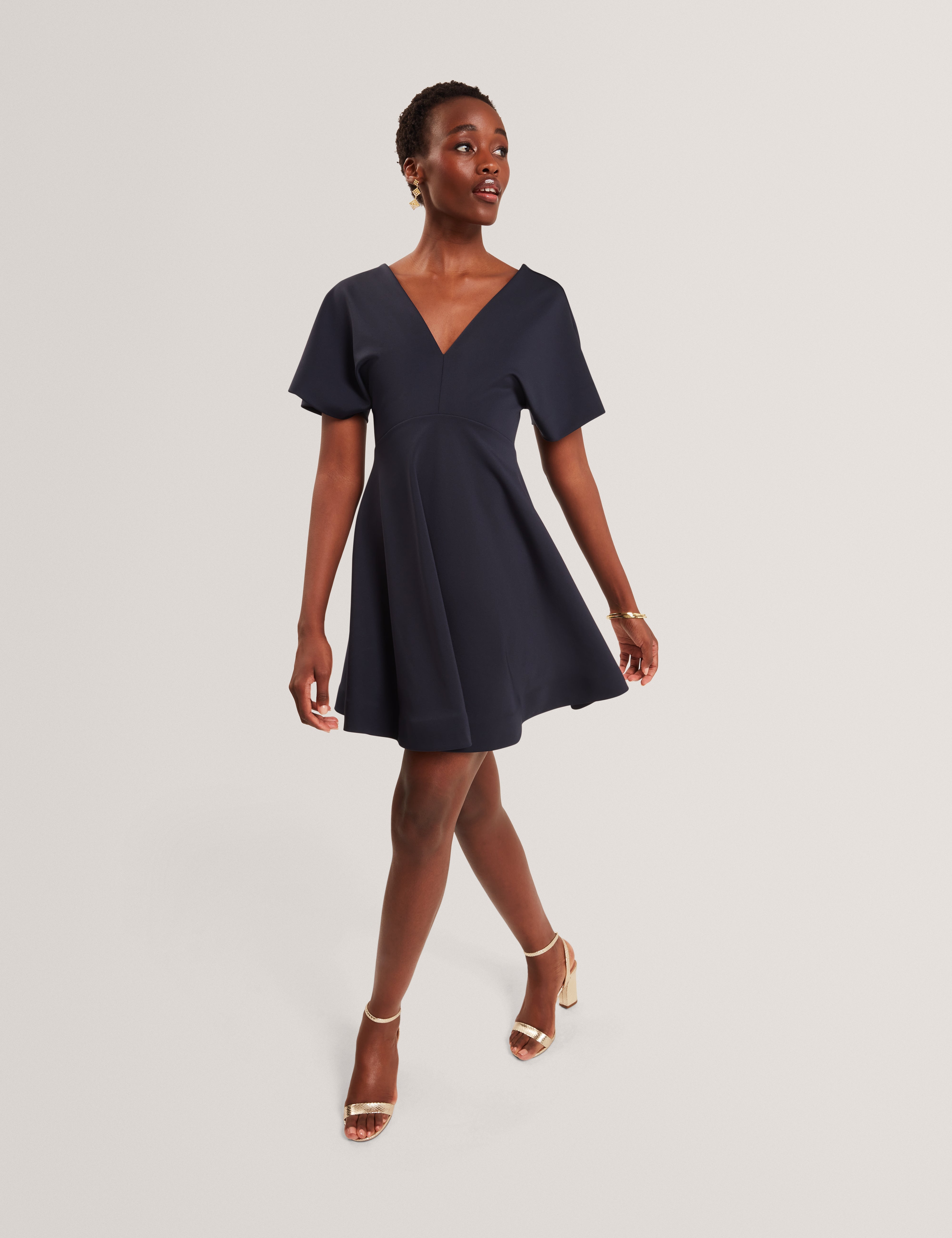 Ted Baker Catlnn Flutter Sleeve Vneck Jersey Skater Dress Women's