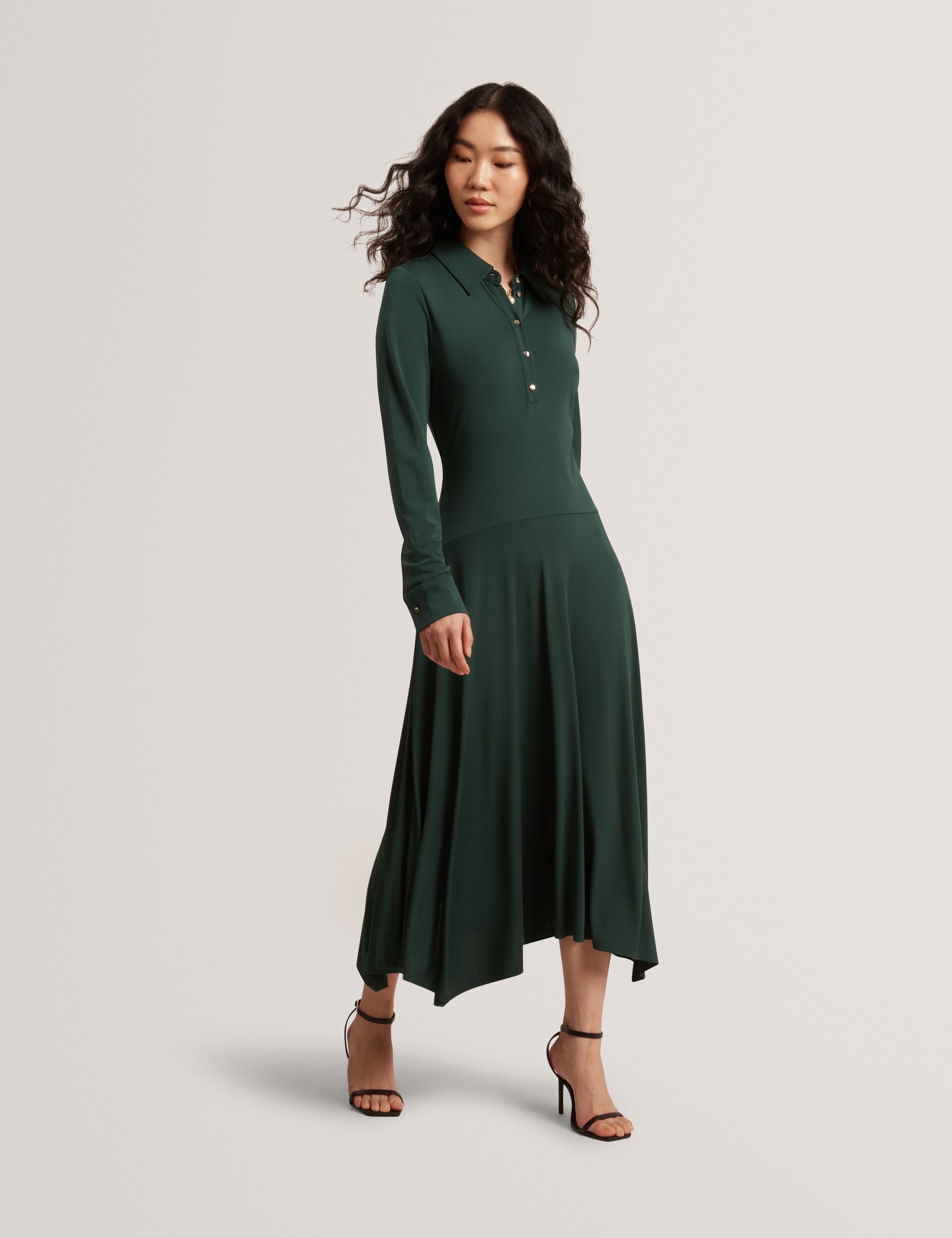 Ted Baker Talyahh Asymmetric Jersey Midi Shirt Dress Women's