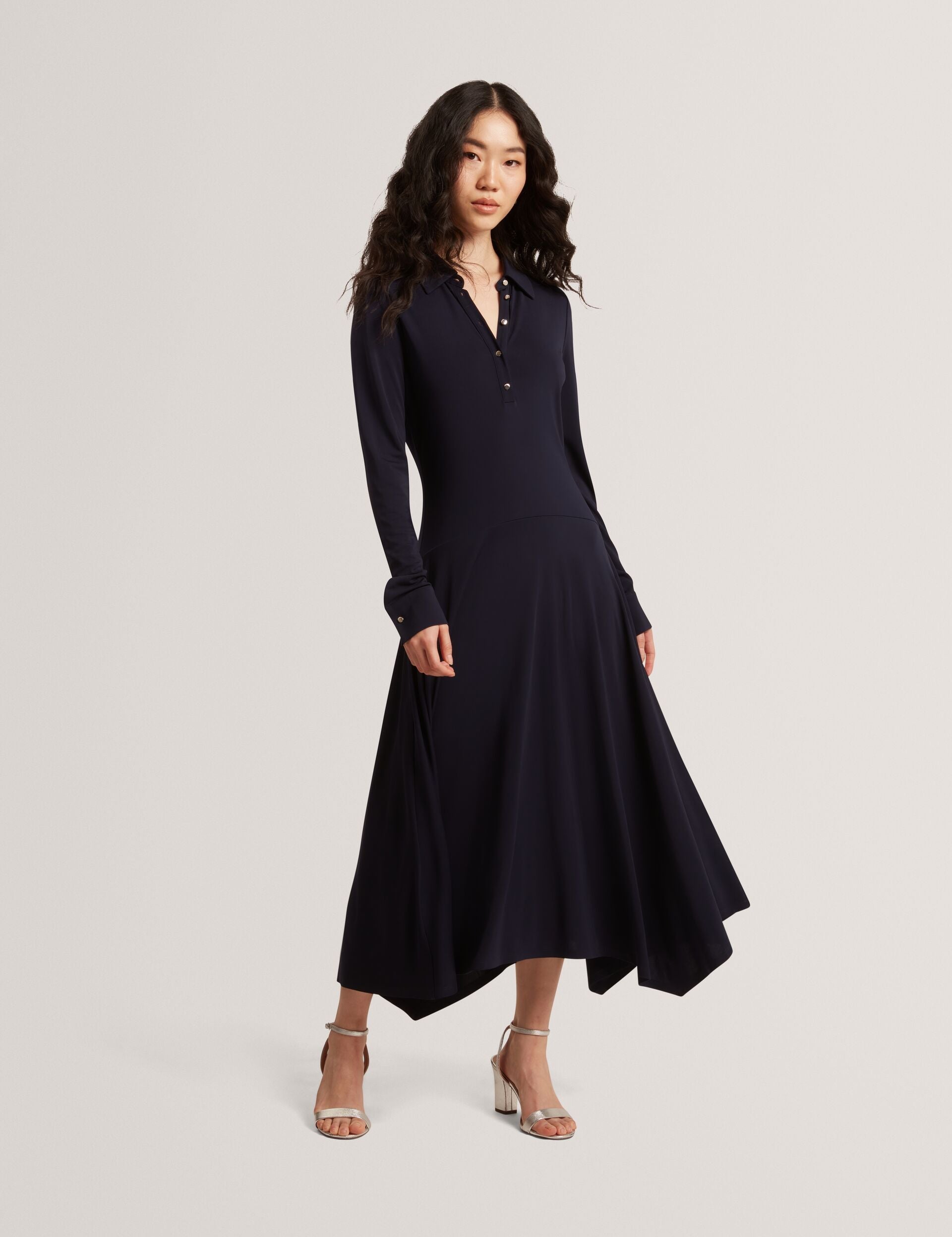 Ted Baker Talyahh Asymmetric Jersey Midi Shirt Dress Women's