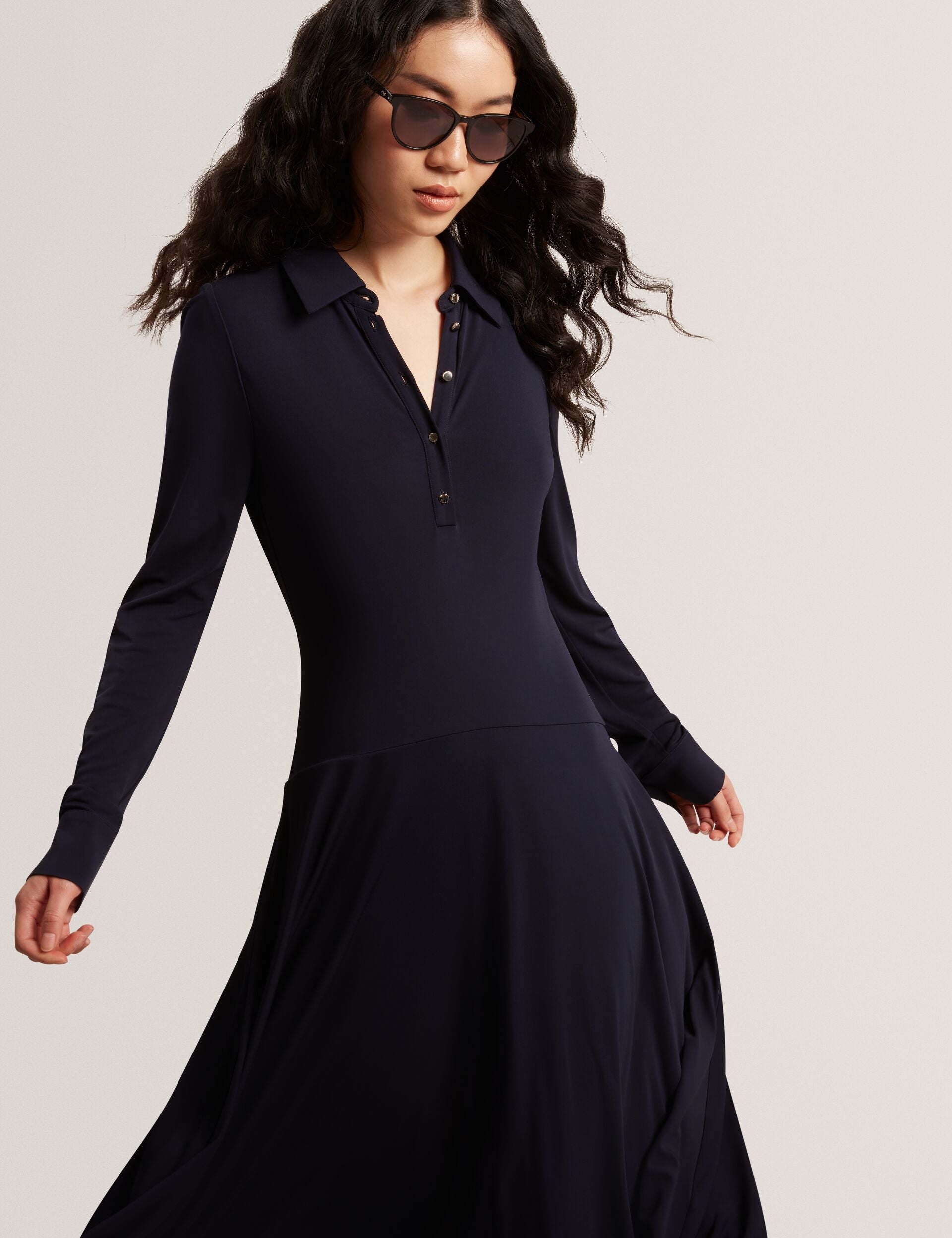 Ted Baker Talyahh Asymmetric Jersey Midi Shirt Dress Women's