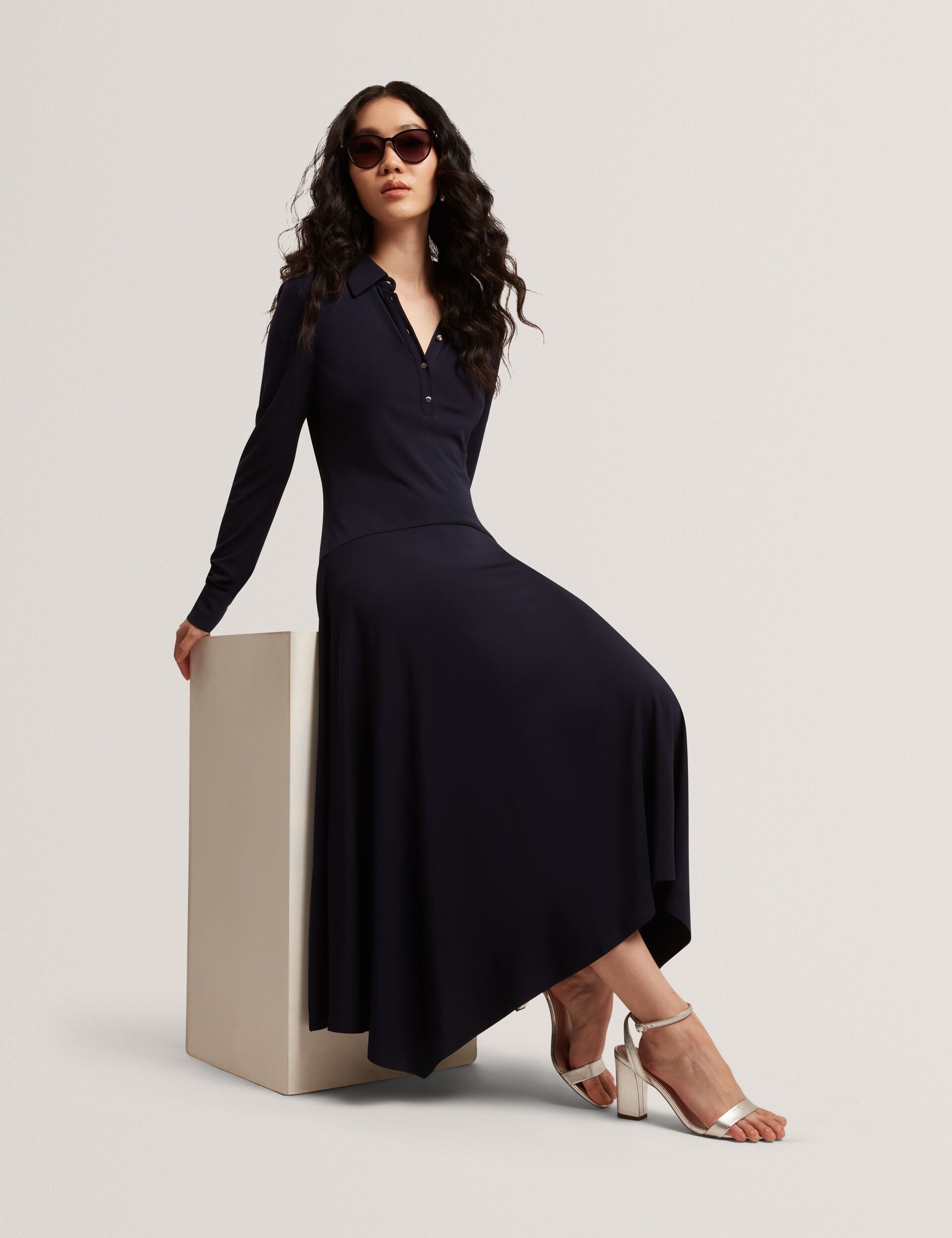 Ted Baker Talyahh Asymmetric Jersey Midi Shirt Dress Women's