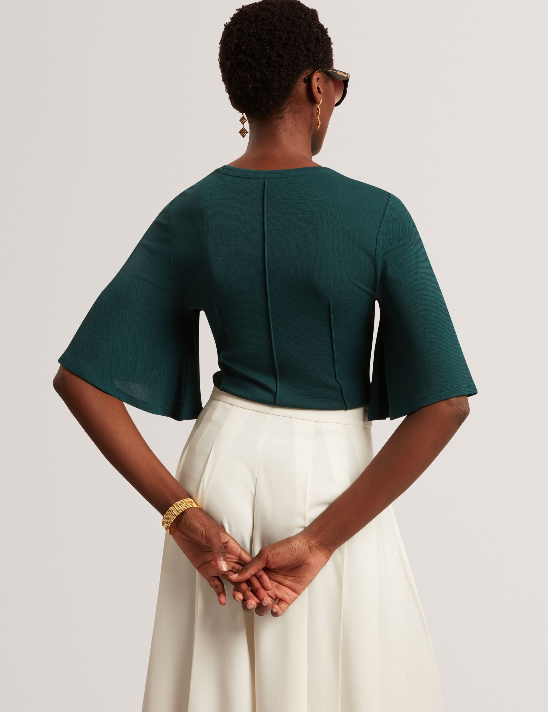 Ted Baker Jackaln Seam Detail Flutter Sleeve Jersey Top Women's