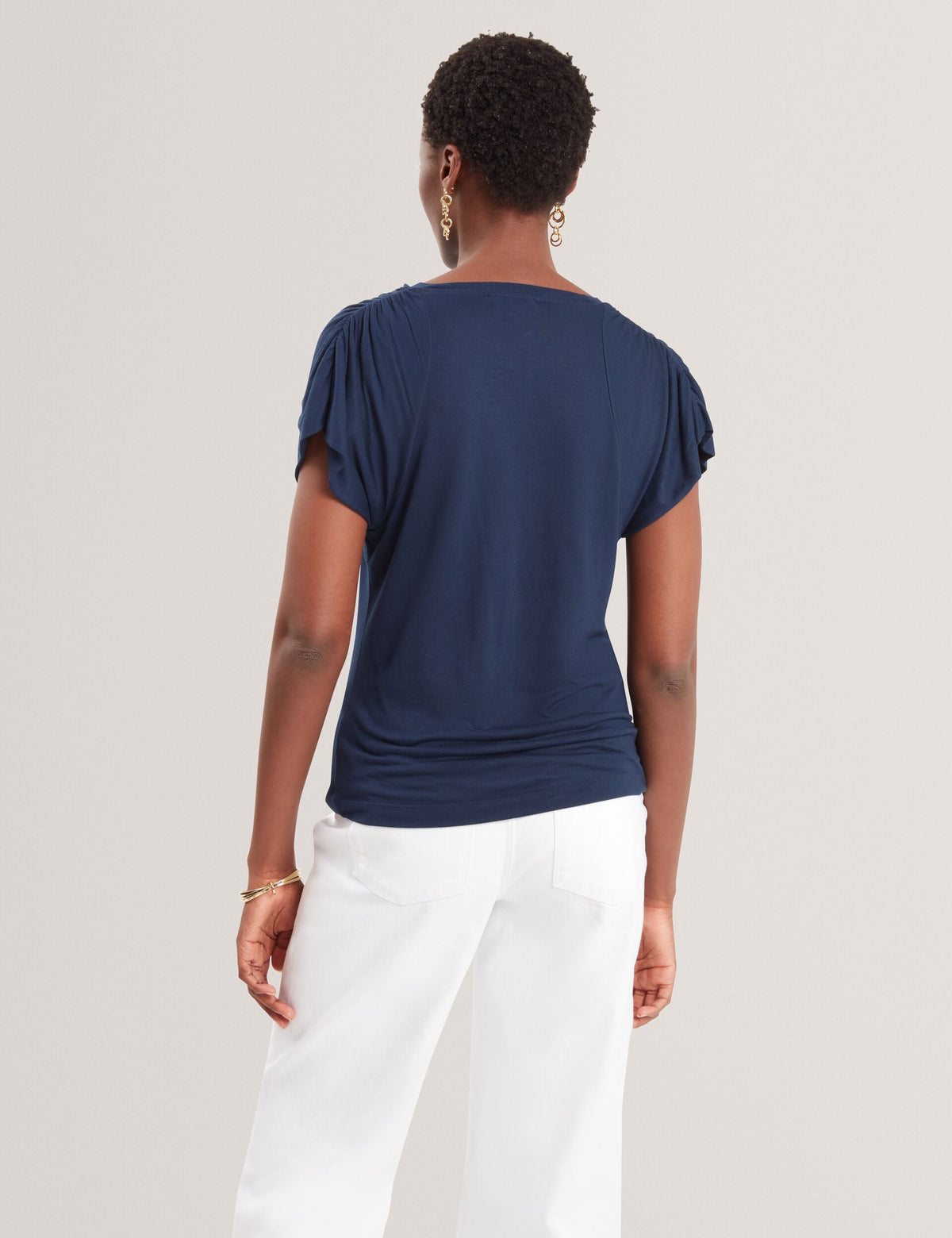 Ted Baker Elmie Gathered Shoulder Short Sleeve Jersey Tshirt Women's